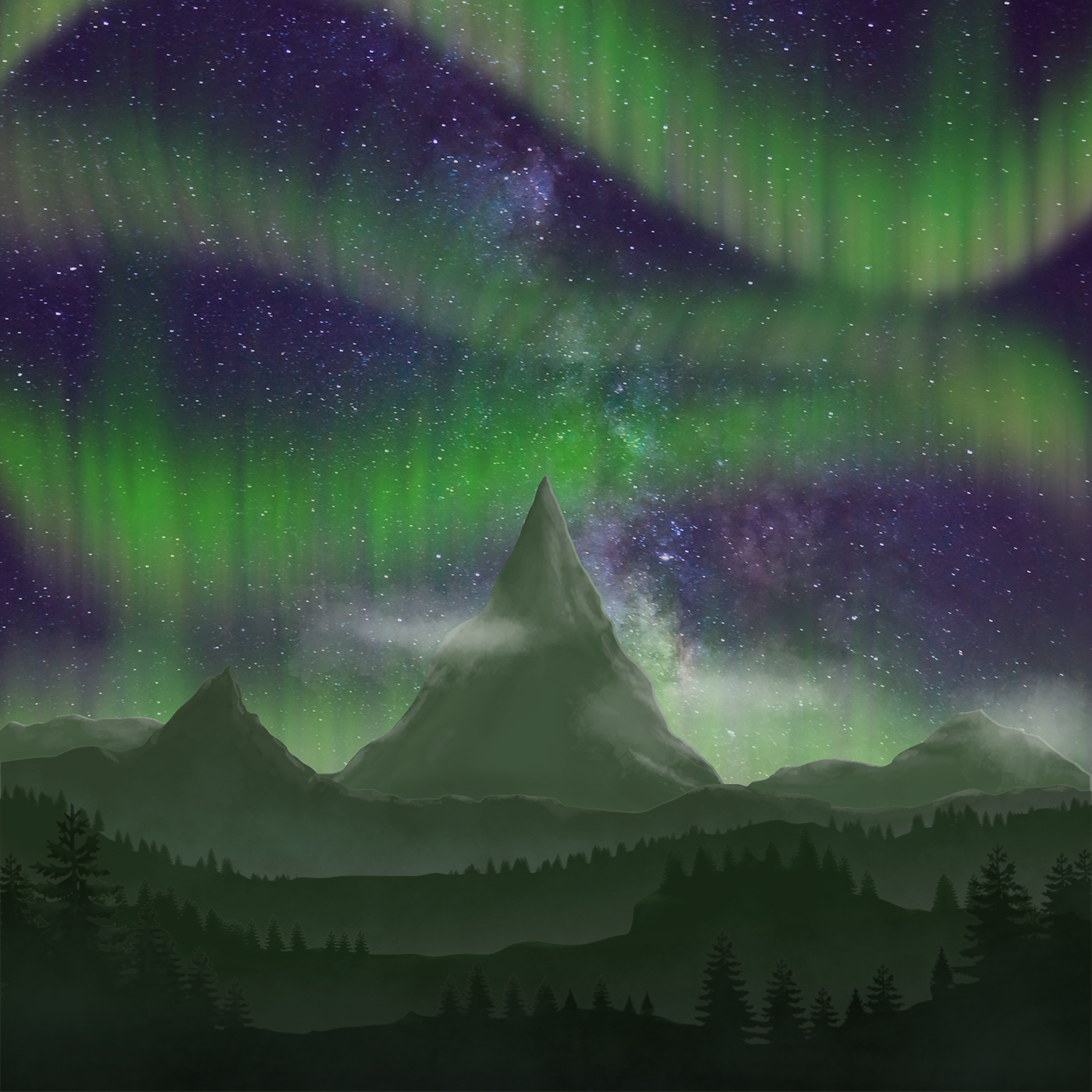 Northern Lights Magical Aurora Borealis mountains