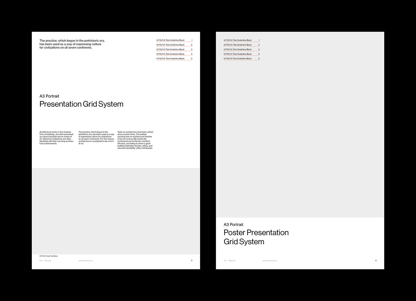 A3 Portrait Presentation Grid System – large images and less copy