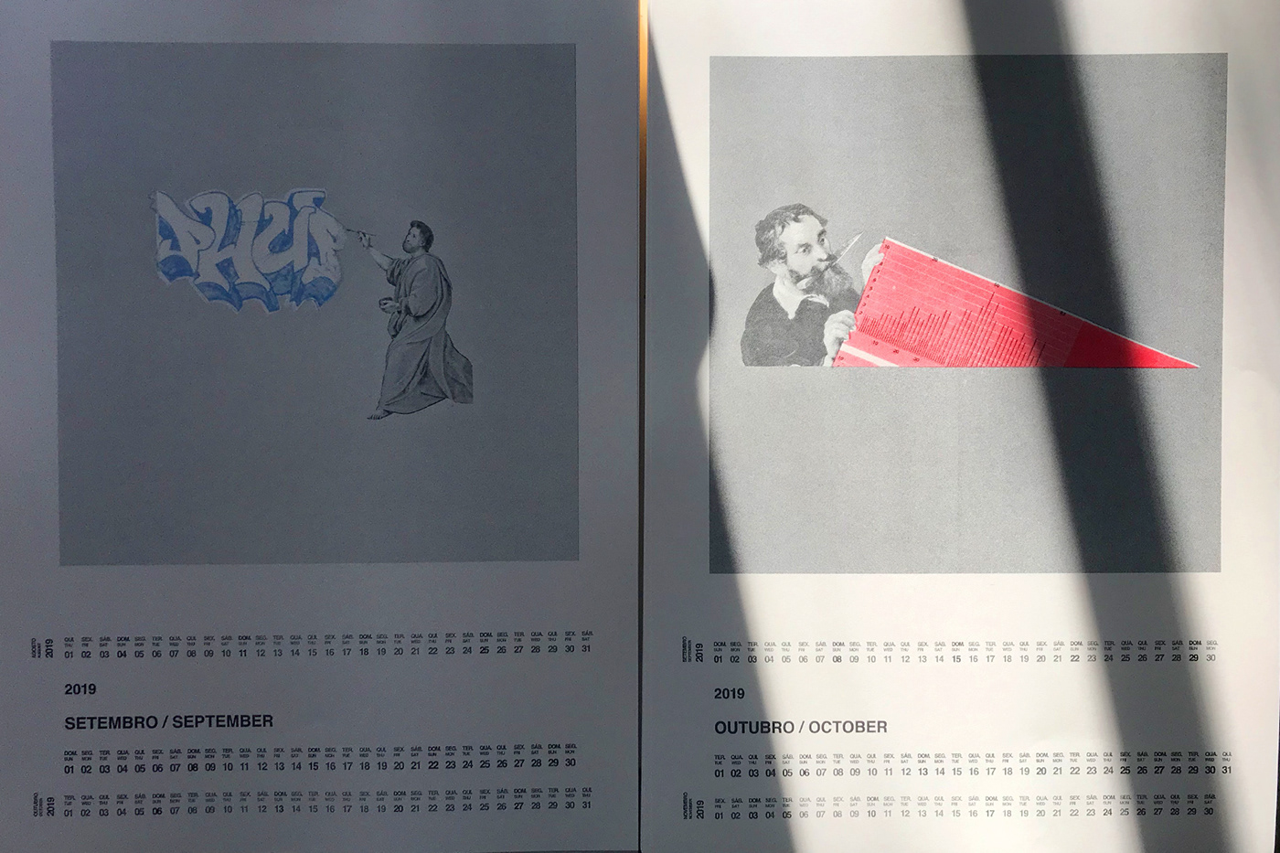 collage Risoprint 2019Calendar minimal risography cromantiques calendar