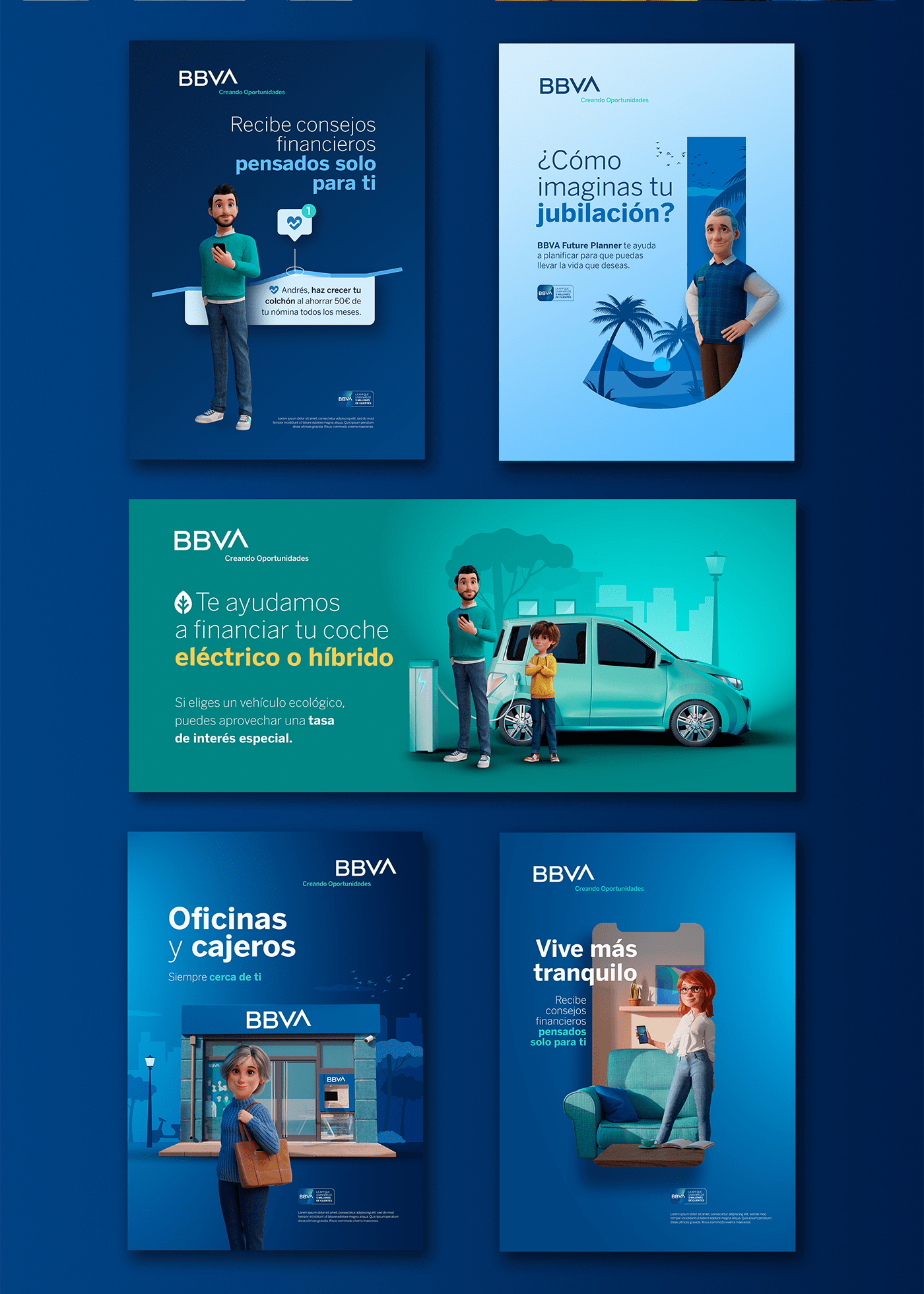 3D Bank bbva characters banking branding  ILLUSTRATION  marketing  