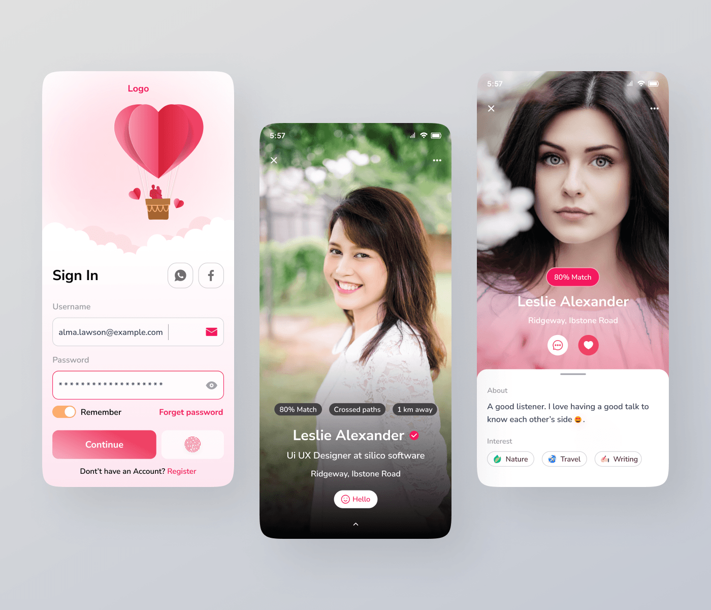 Love app mobile Chatting App datting Mobile app ux/ui app design user interface match making app