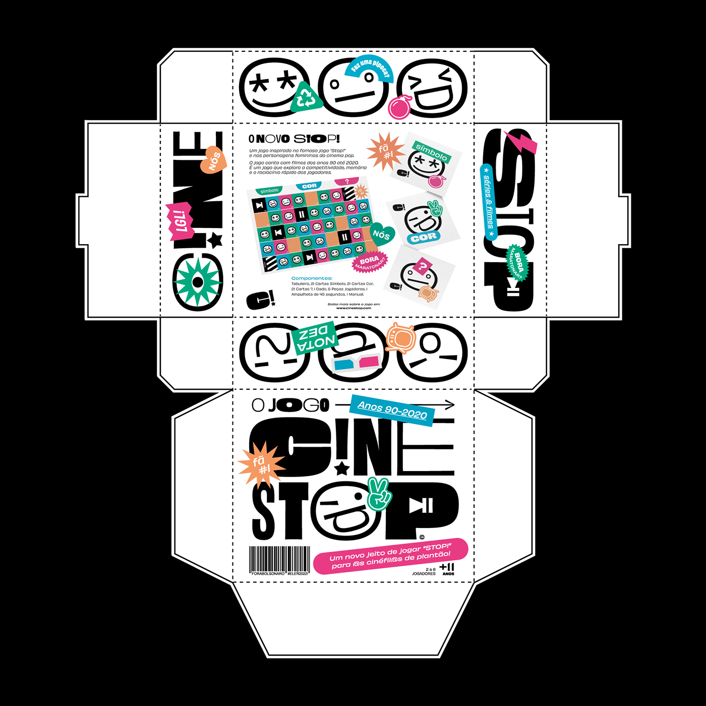 Cinema board game films 90s visual identity visual identity design typography   packaging design Packaging pop cinema