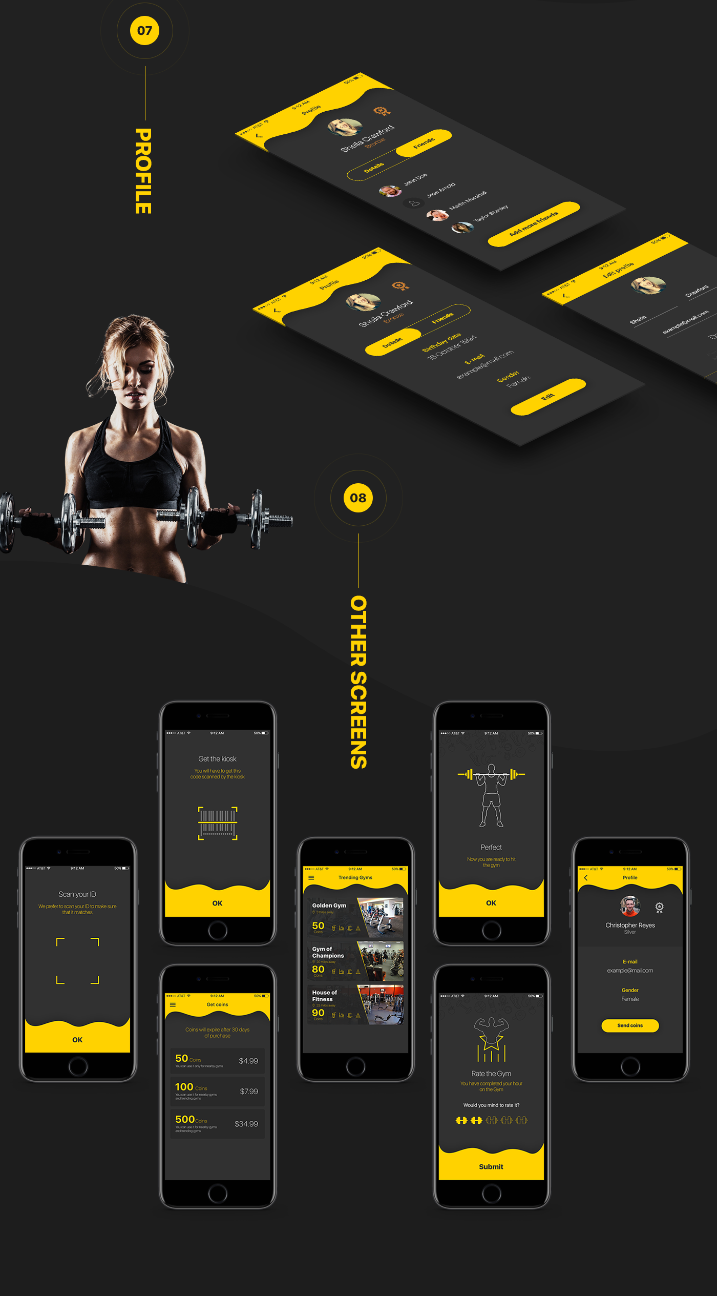 gym UI ux fitness ios kit healthy workout Onboarding shape