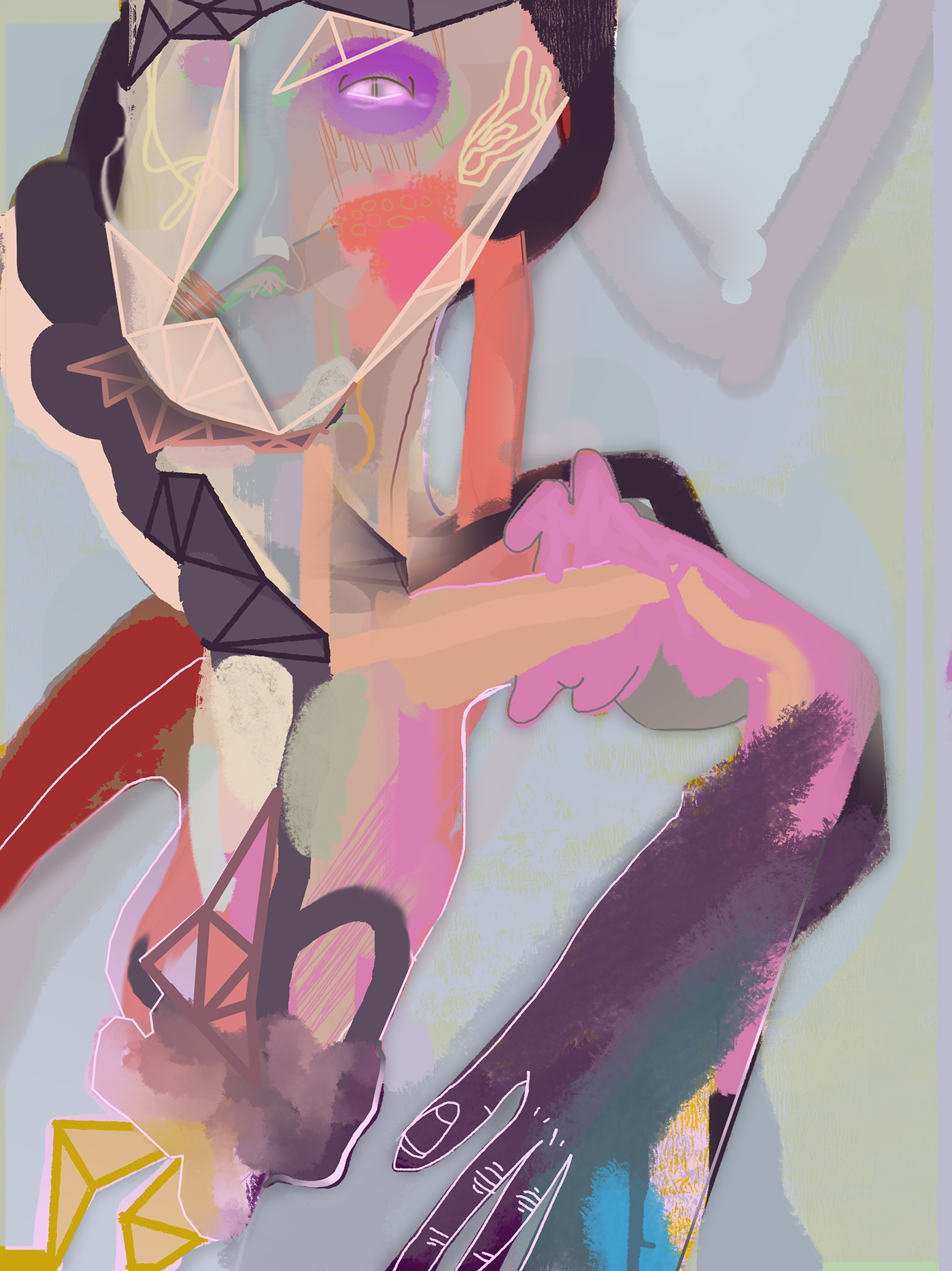 digital painting   Experimentation portrait pastel abstract