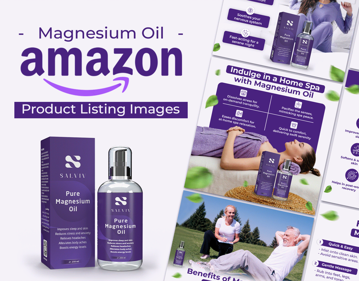 Amazon listing AMAZON LISTING IMAGES listing design infographic EBC lifestyle images Listing Images amazon A+ magnesium oil
