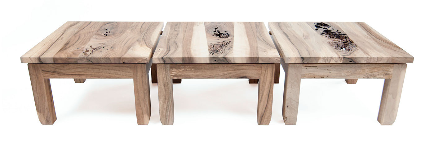 stool wood bench walnut Bookmatched Brooklyn