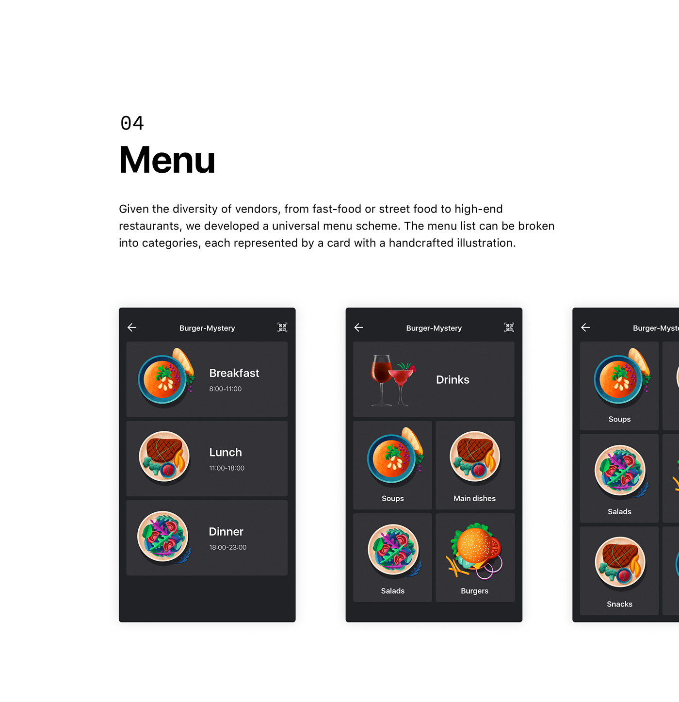 meal ordering application Food  mobile animation  ILLUSTRATION  Usability restaurants