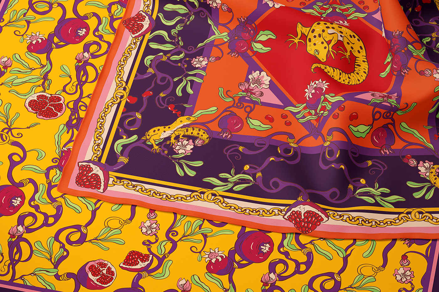 pillow textile Fashion  Style SILK fashion design ILLUSTRATION  cartoon silk scarf