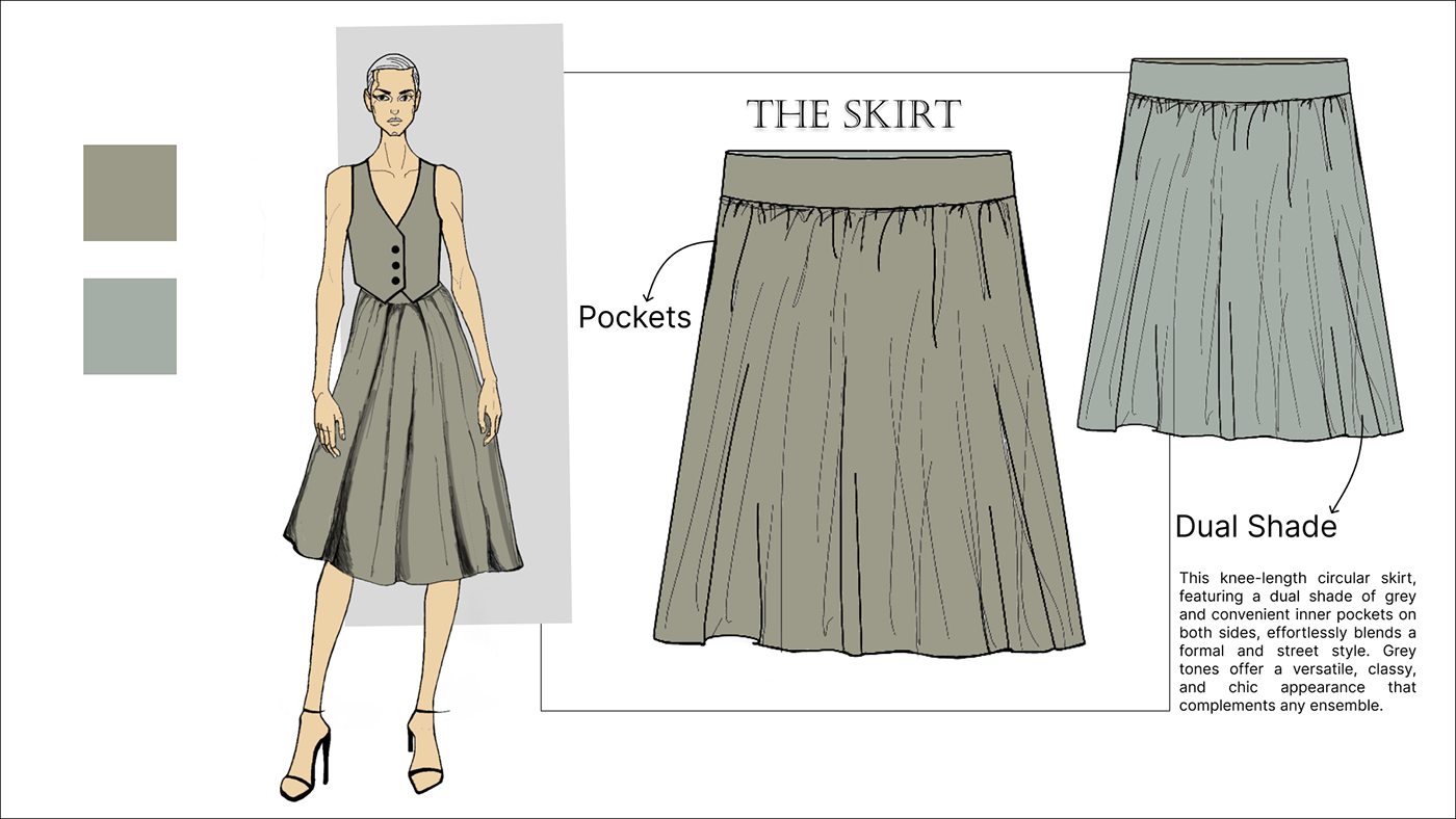 fashion design textile design  skirt vest Clothing styling  design Formal wear streetwear reversible