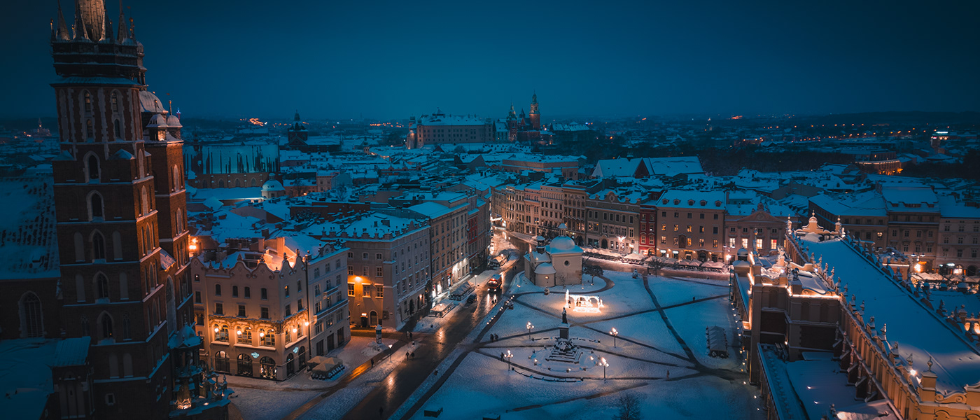 krakow poland Europe city snow Christmas winter night Photography 
