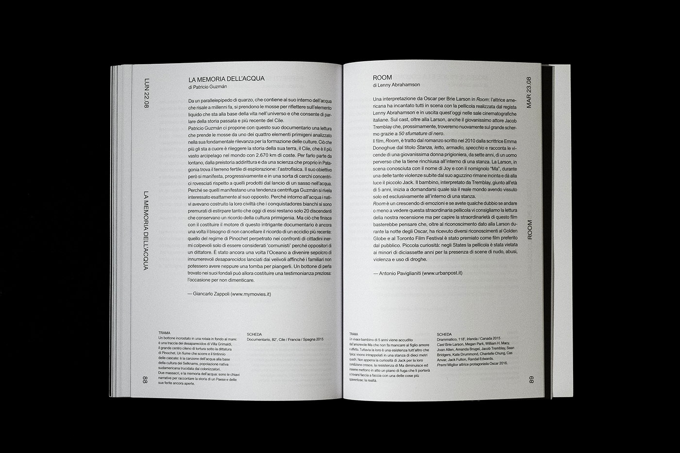 Catalogue printed matter Cinema festival typography   book Layout Film   movie minimal