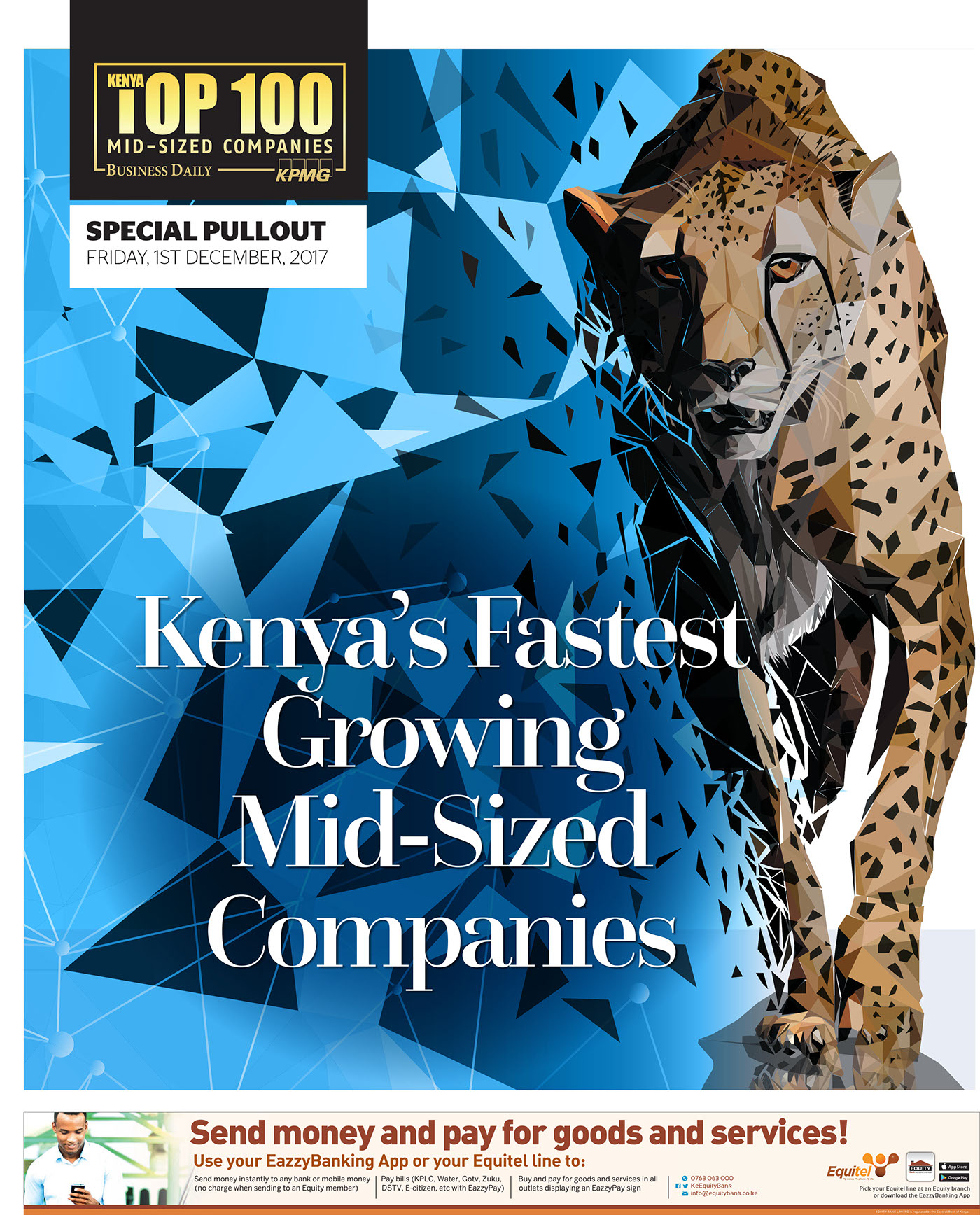 kenya ILLUSTRATION  polygon vector Layout cover design africa business Business Daily blue