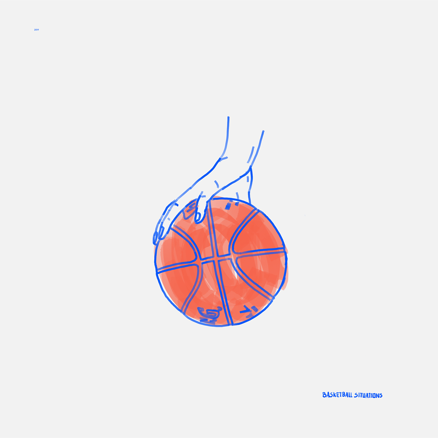 illustrations basketball blue ball basket Procreate ilustracion