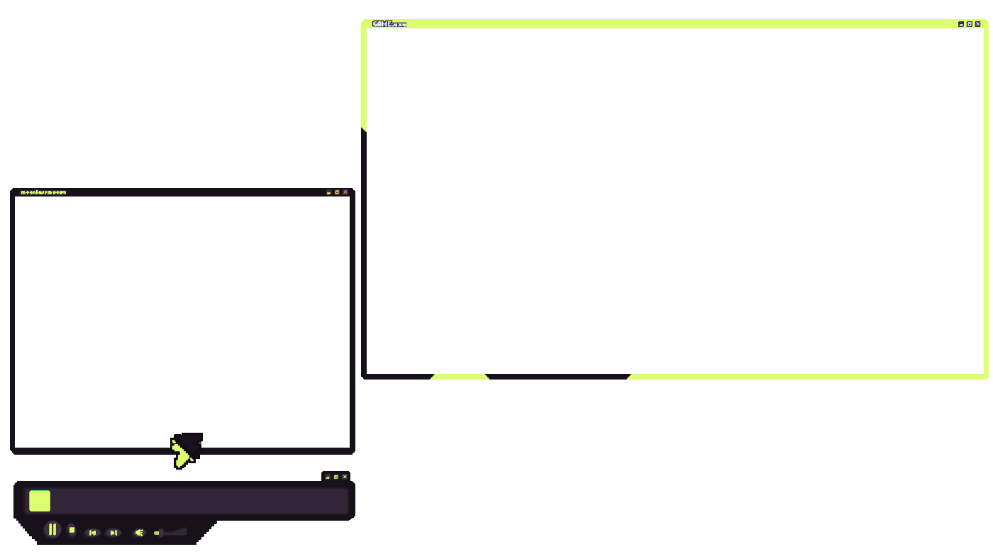 [Pixel Art GIF] UI elements animated (webcam box, music box, game client box).