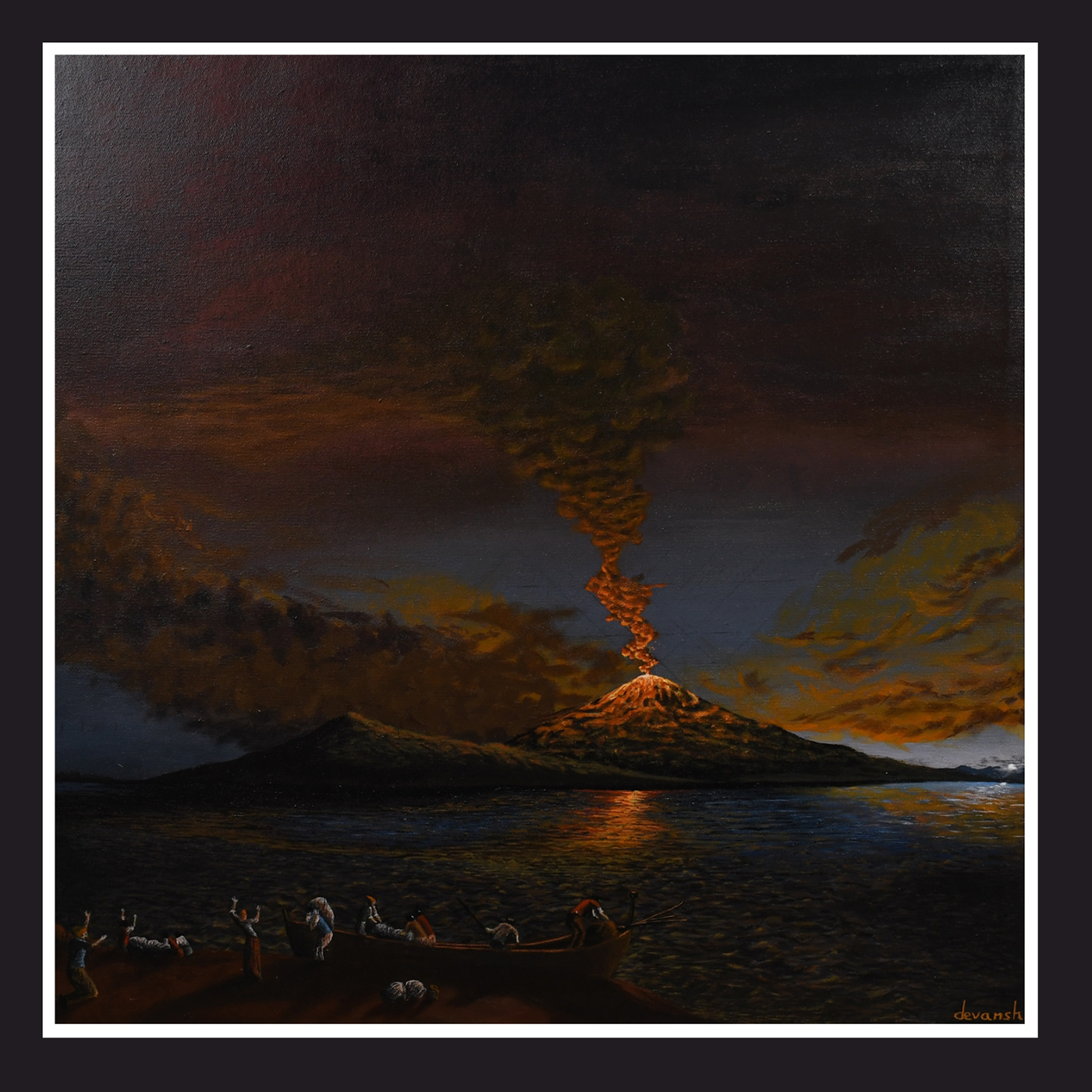 acrylic painting Acrylic paintng Classical Art disaster eruption Italy Naples Pompeii Romanticism volcano
