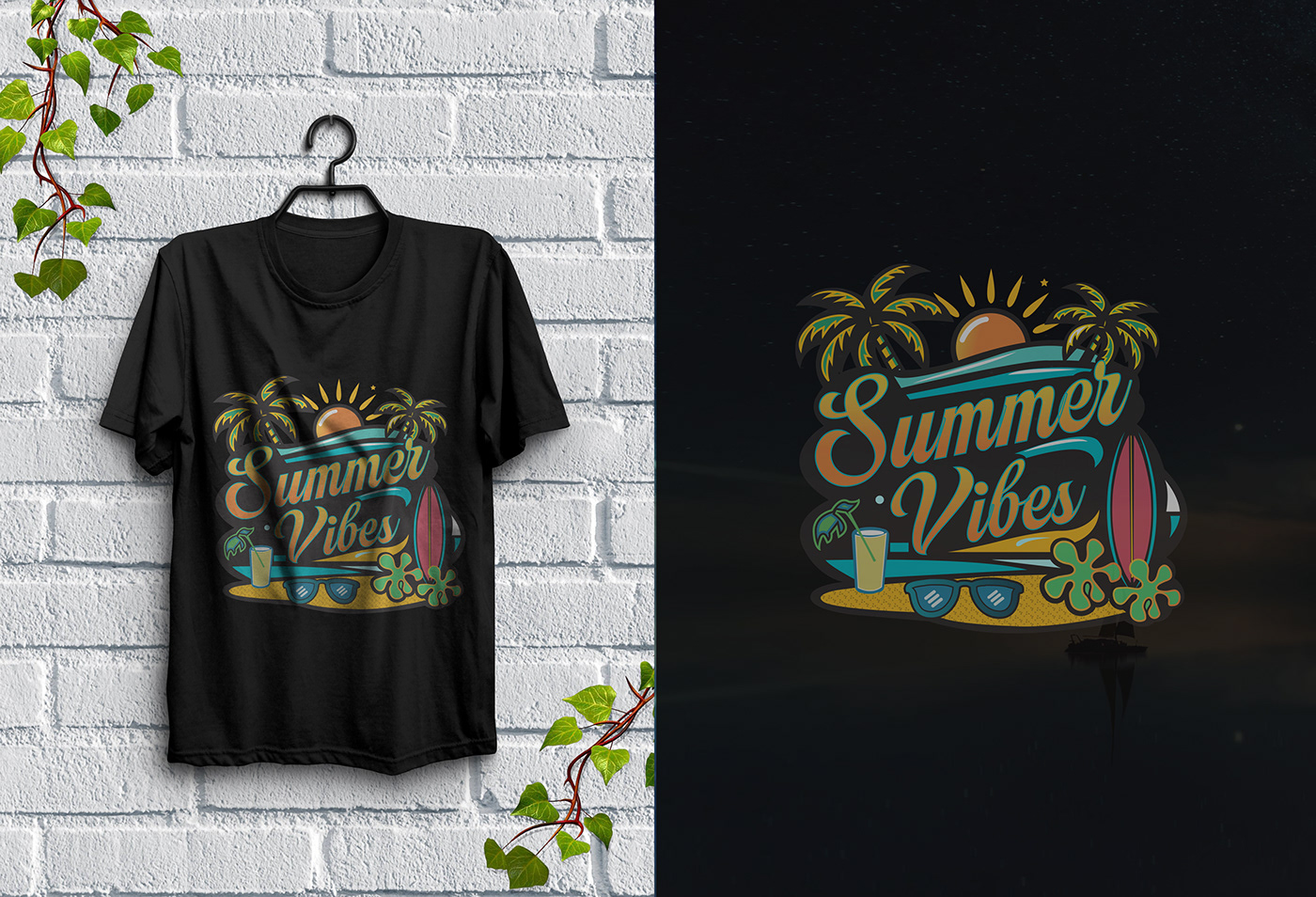Summer t-shirt design template.