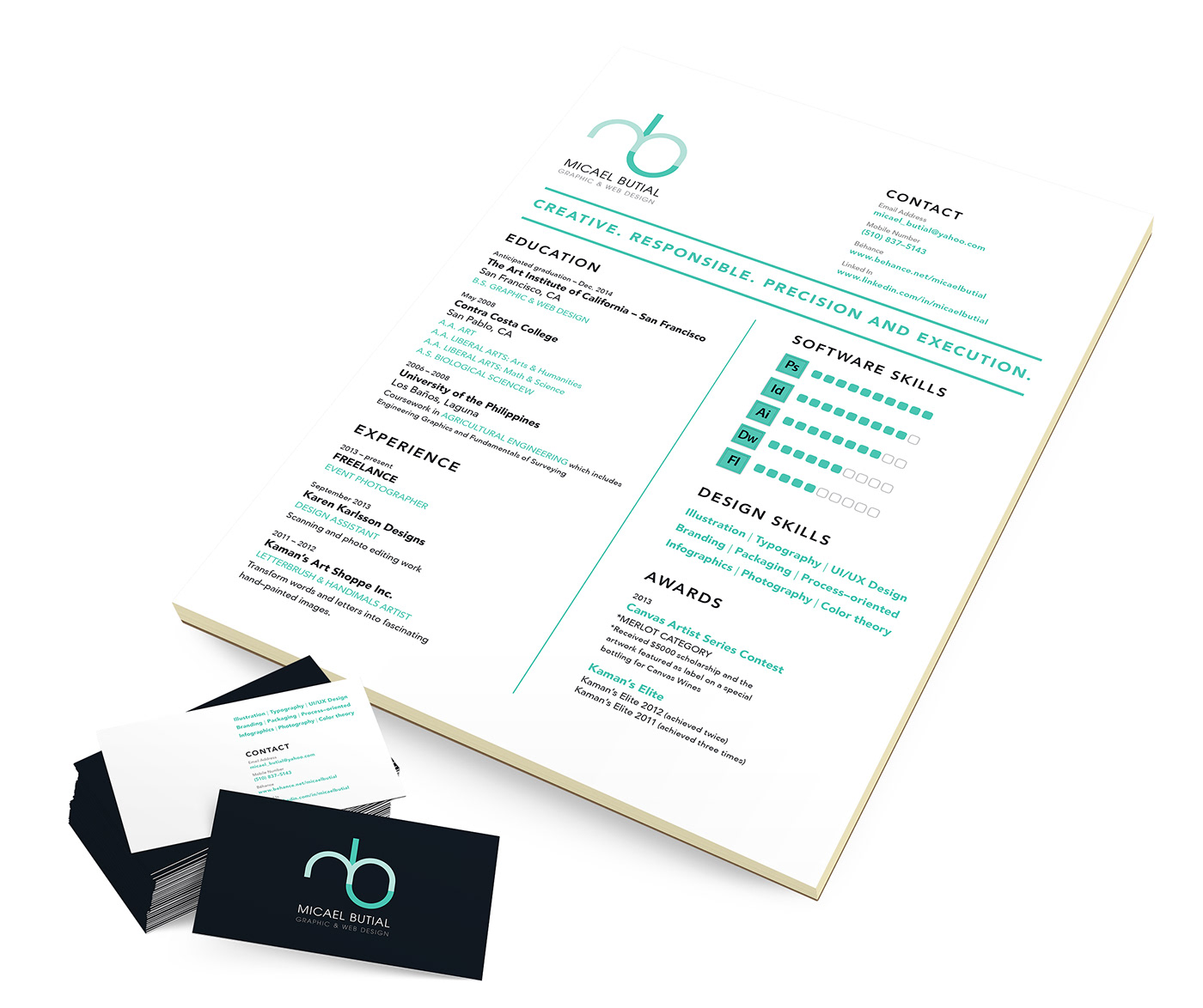 Resume design Layout resume sample example designer logo identity brand identity portfolio Curriculum Vitae Self Promotion business card CV