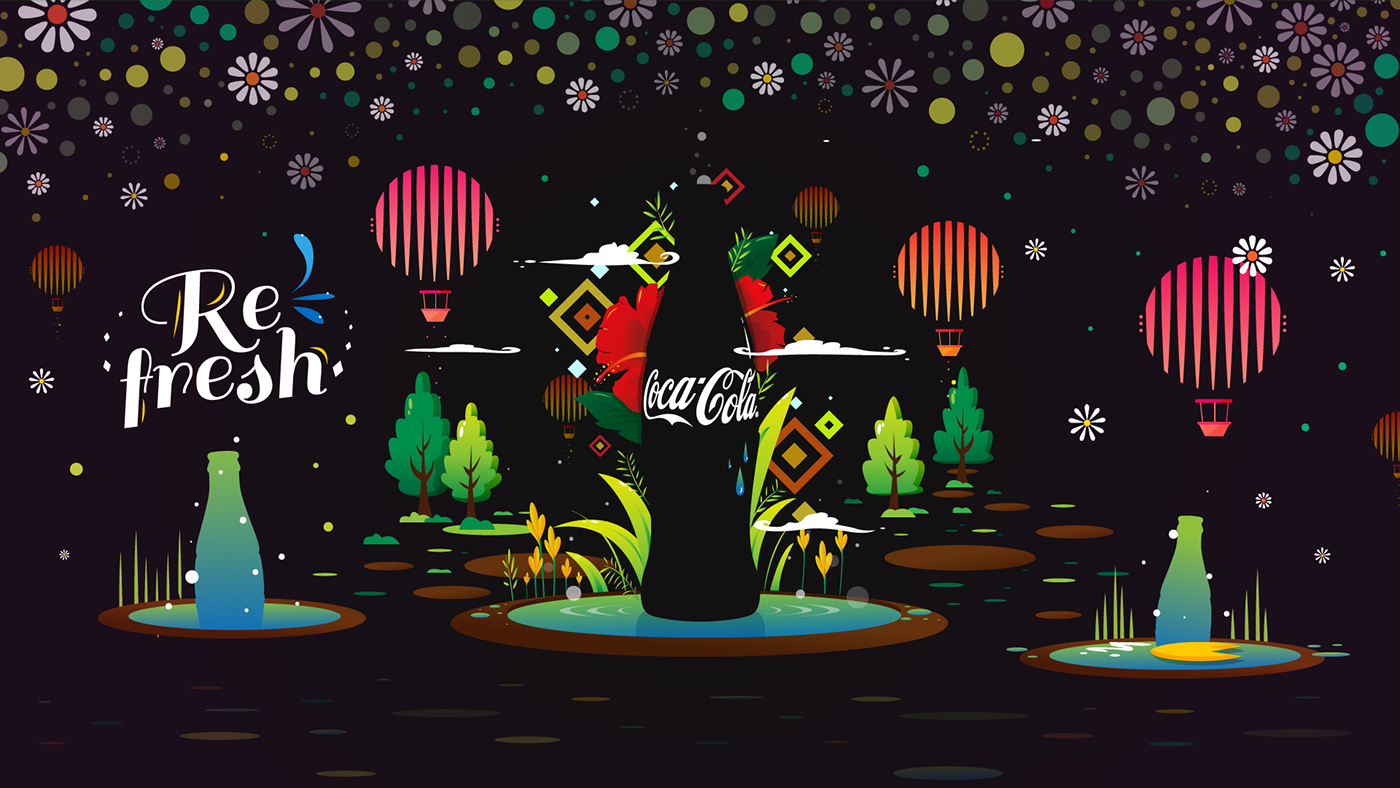 coke Coca Cola Glassfin malaysia 100th collector Fair bottle vibrant colorful vector MYMASHUPCOKE