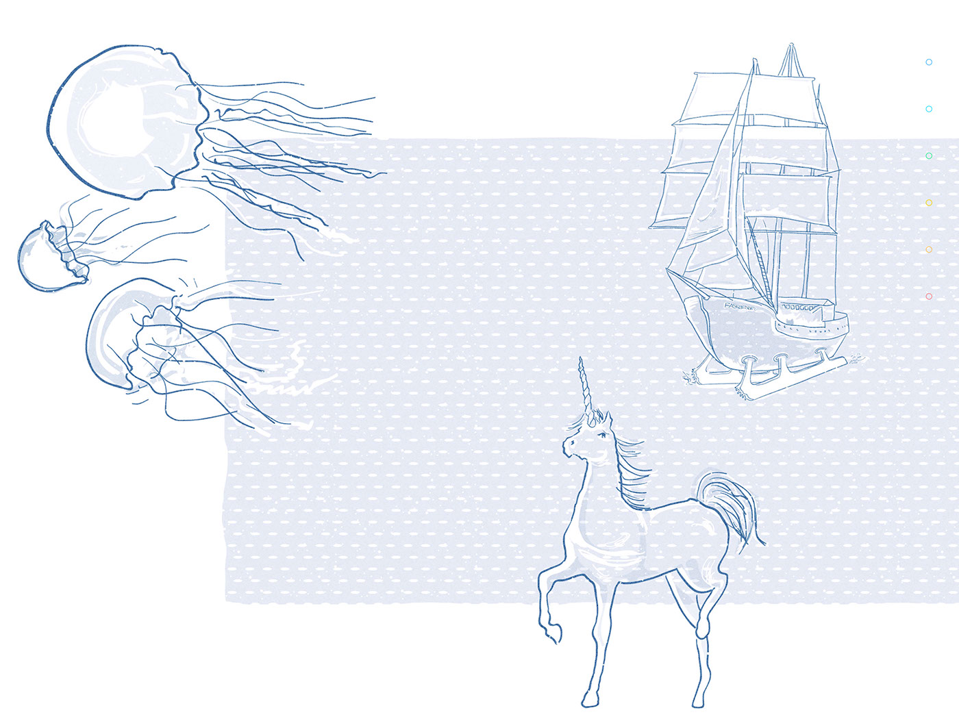 ILLUSTRATION  graphic design  Creative Direction  art direction  Mail Chimp Invitation unicorn jelly fish Ghost Ship new years