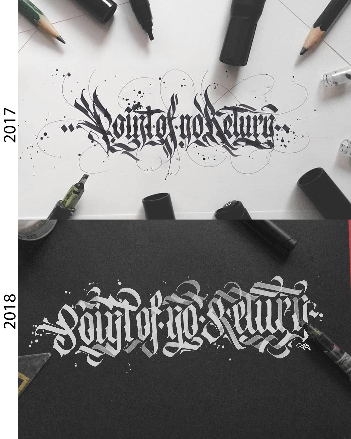 lettering Calligraphy   Snooze snoozeone newyear Pointofnoreturn progress behindthescenes sketches sketch