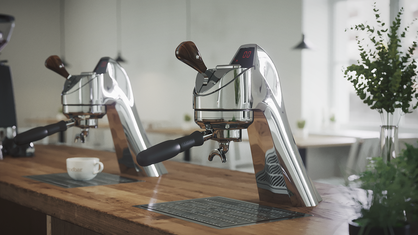 Product Rendering Coffee machine modbar La MArzocco corona renderer 3d max photoshop after effects
