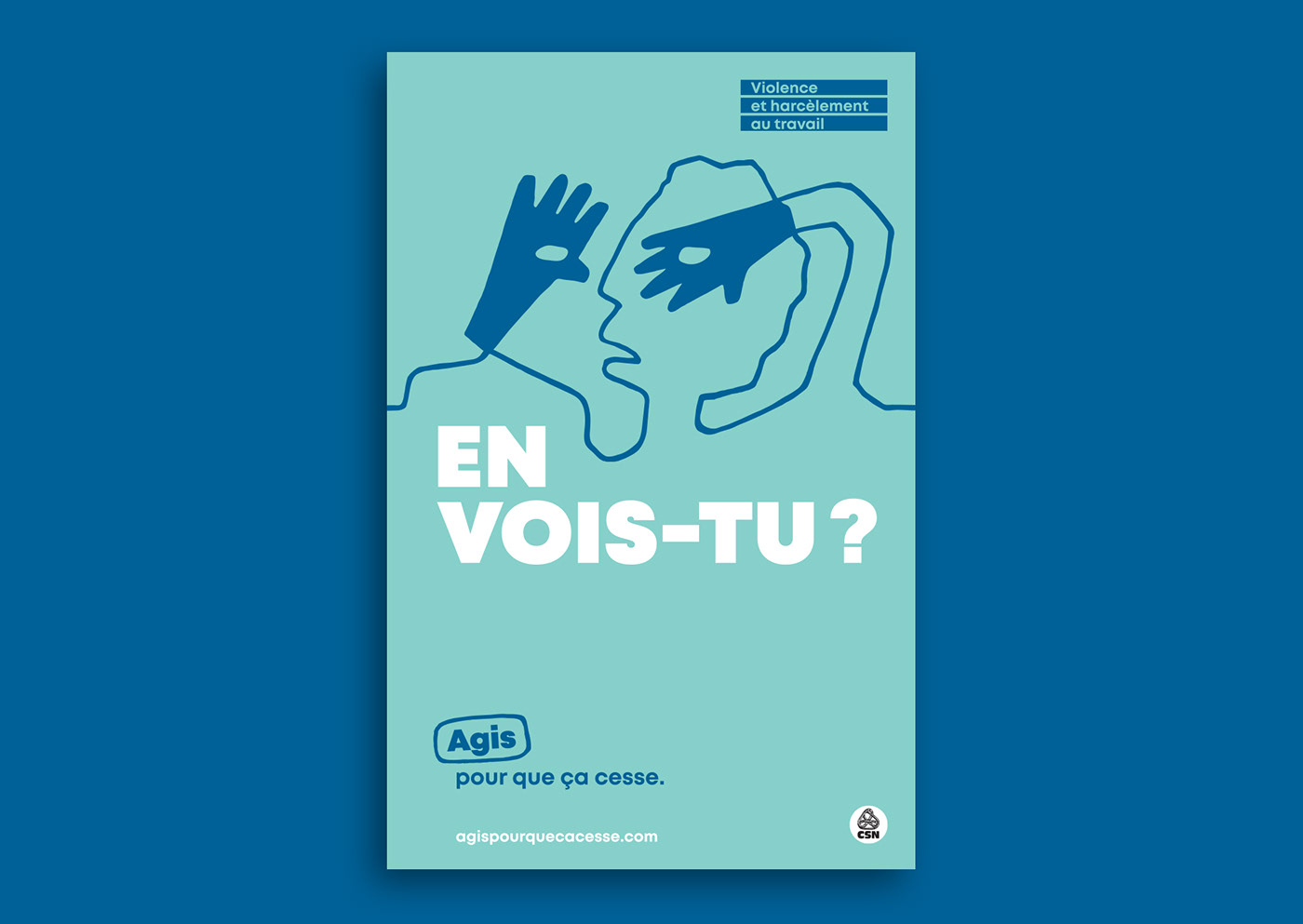 affiche CSN graphic design  harassment harcèlement ILLUSTRATION  poster prevention violence