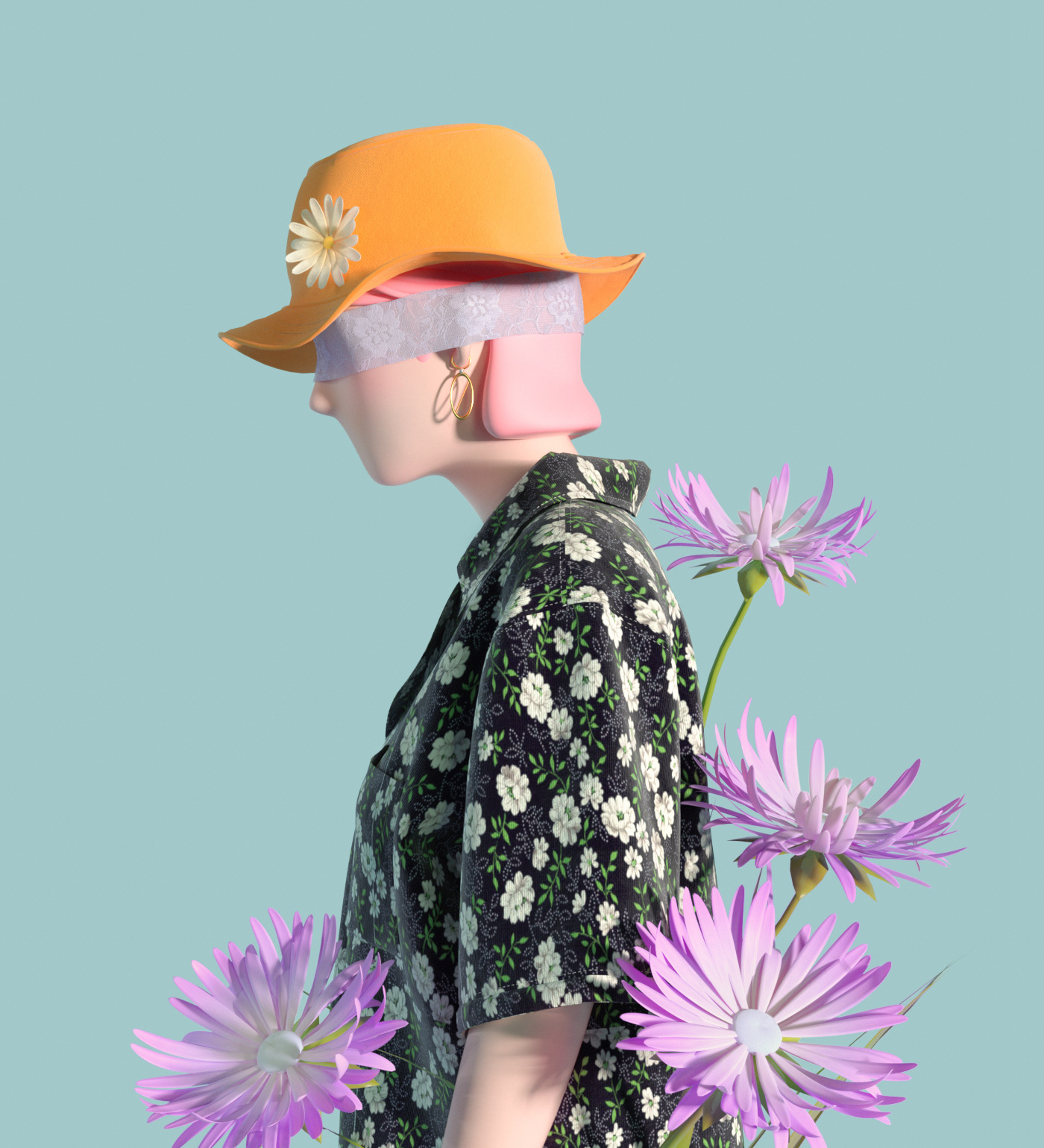 3D c4d Clothing Flowers illustrations life natural