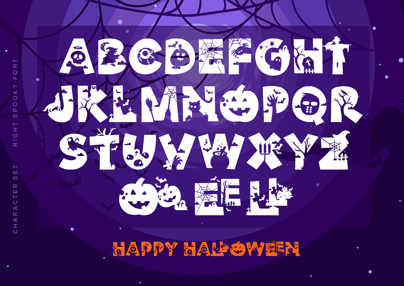 all caps display font halloween themed font