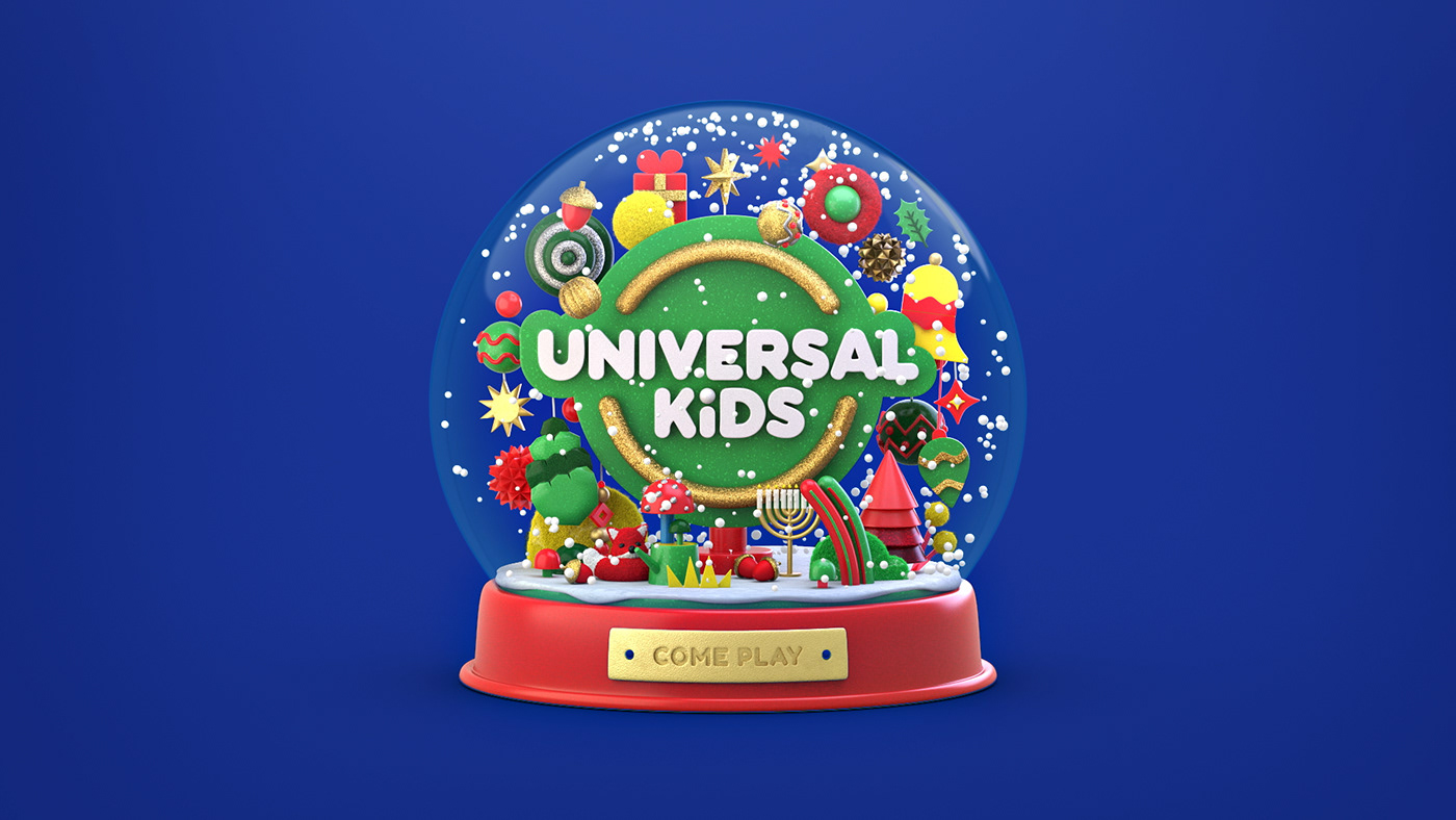 3D animation  Channel characters Christmas globe Holiday ID kids snow