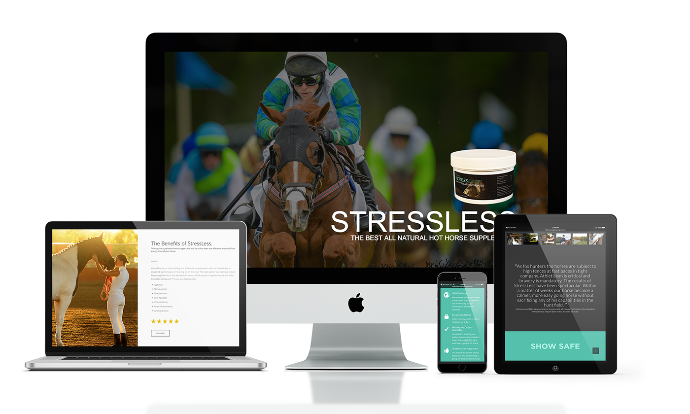 An image of website design for Centerline Distribution and StressLess Equine.