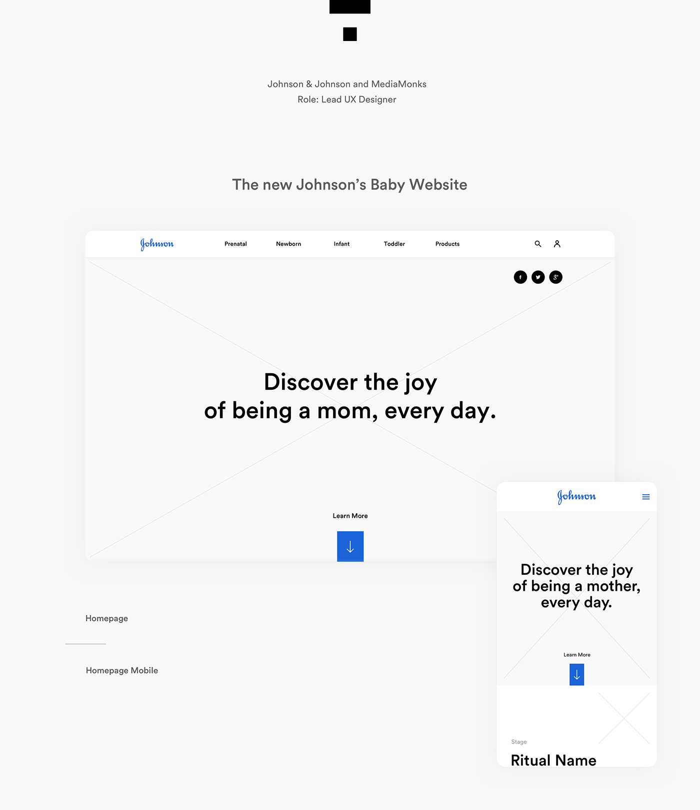 ux wireframes Web design johnson baby Functionality user Experience