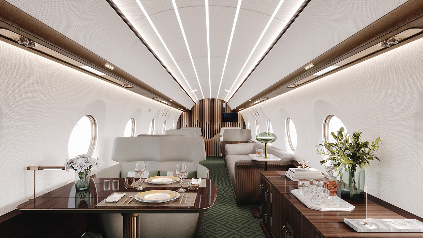 3D airplane aviation CGI Gulfstream Interior Jet luxury Private Jet visualization