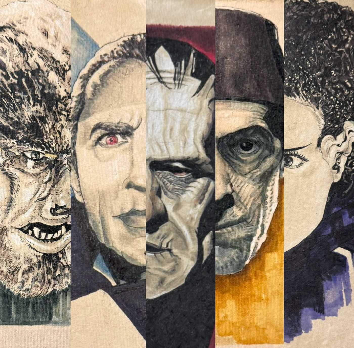 monsters Universal Pictures markers painting   dracula