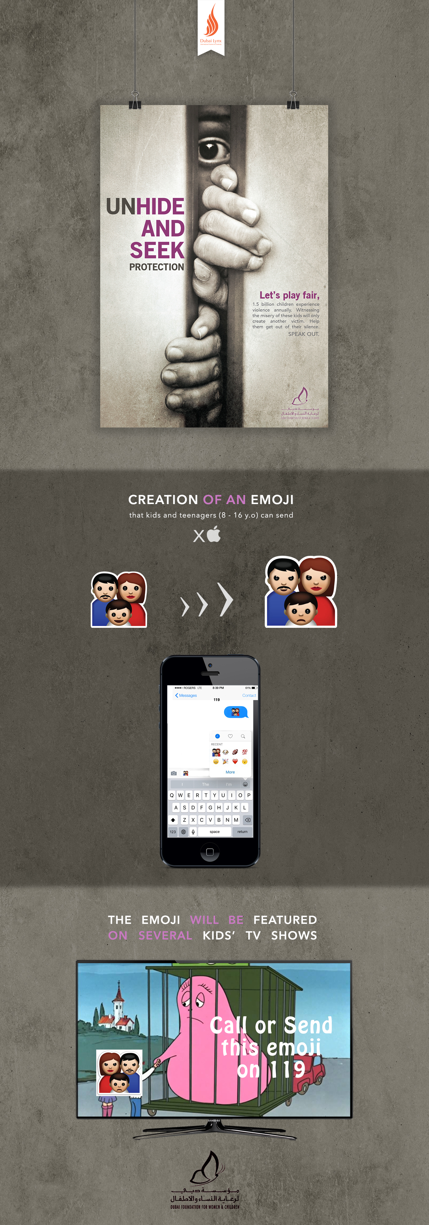 dubailynx ArtDirection child abuse campaign activation awarness print apple Emoji Shortlist