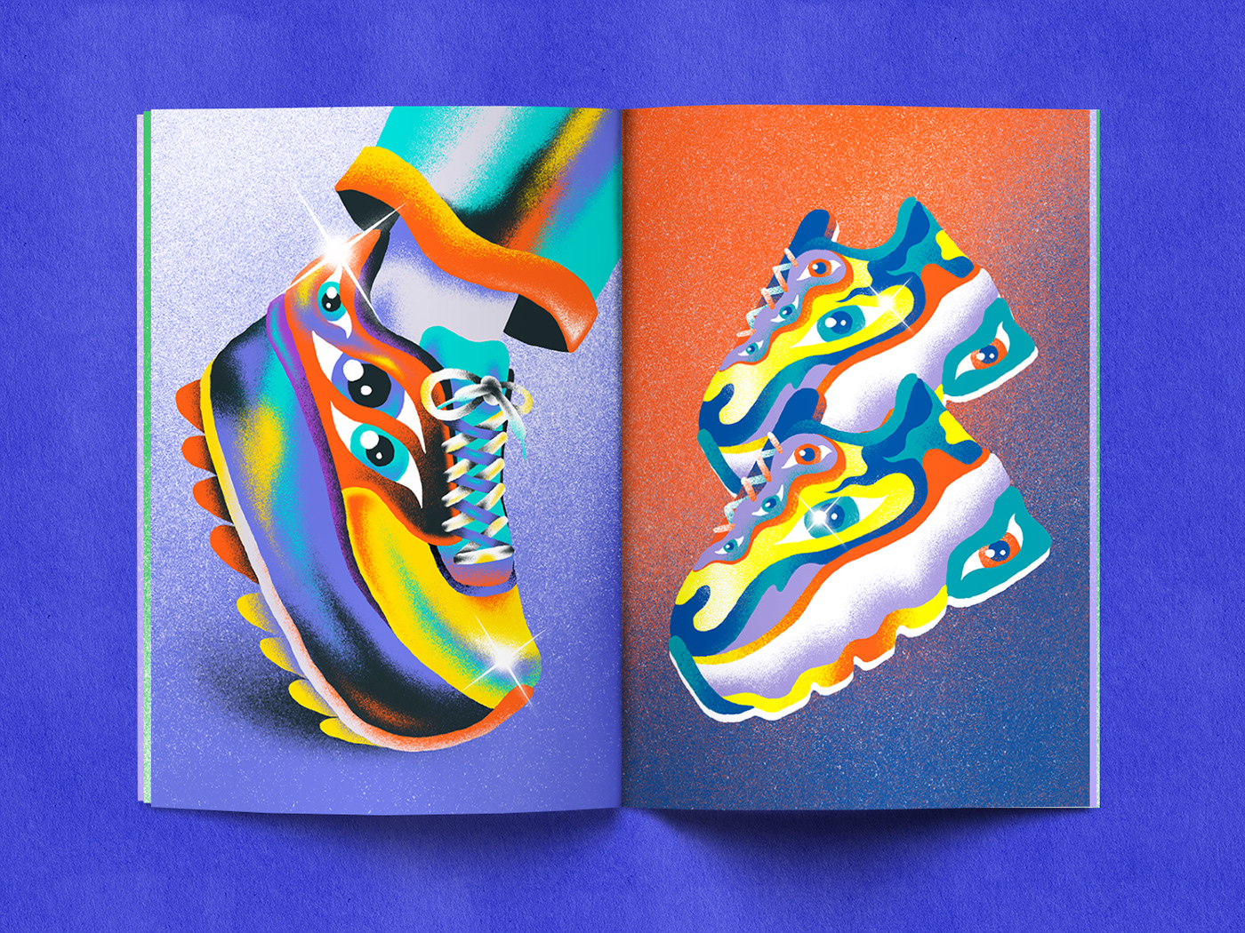 characterdesign digitalart Guatemala ILLUSTRATION  print risograph shoes texture Zine 