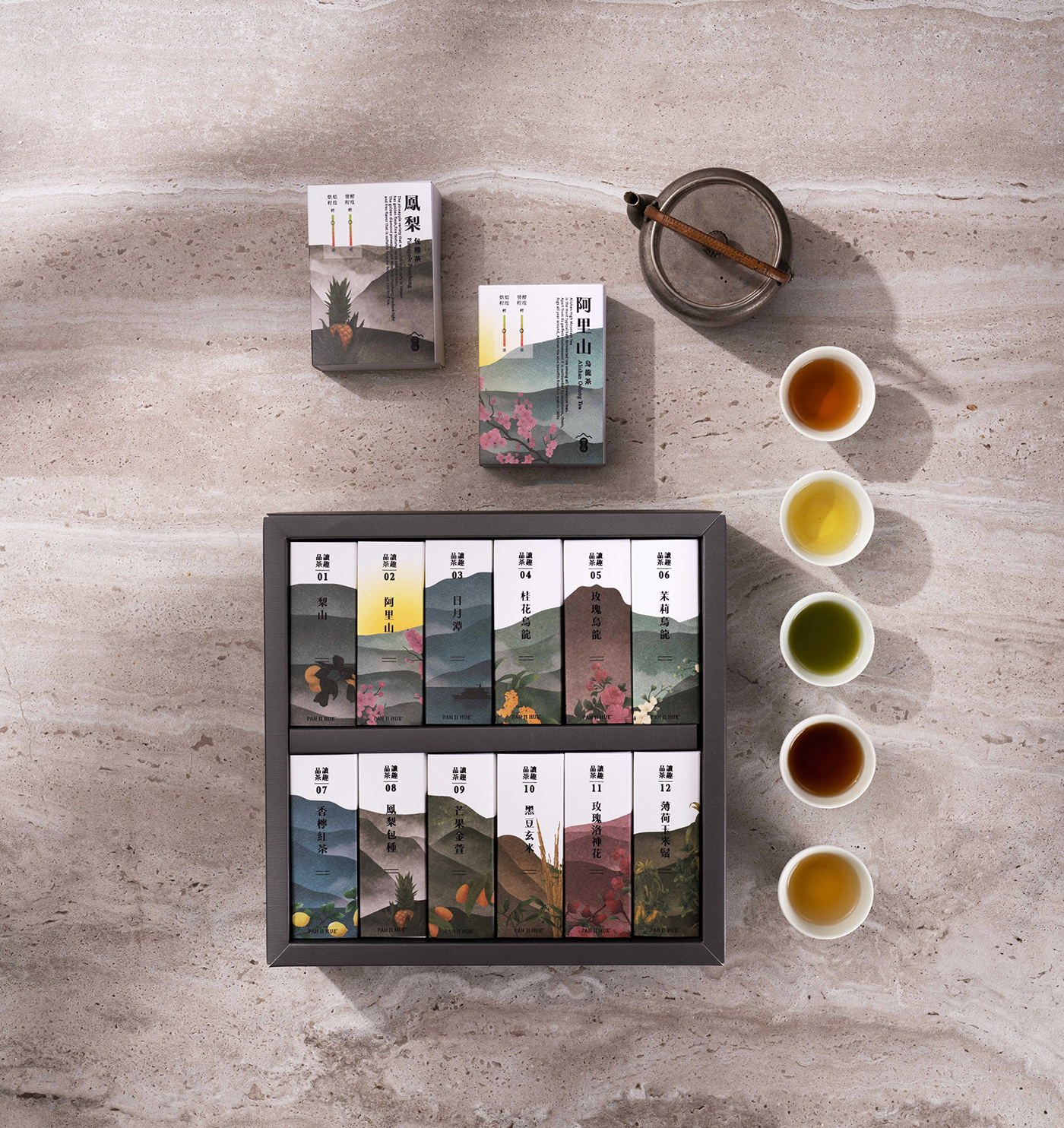 gift box taiwan tea graphic design  ILLUSTRATION  Packaging painting   art branding  visual identity