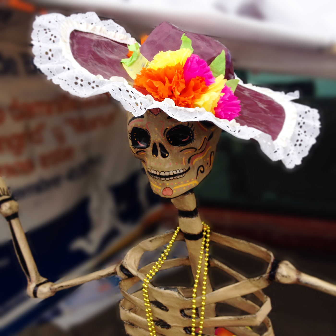catrina day of the dead Dia De Muertos allegoric car skull parade hojaldra