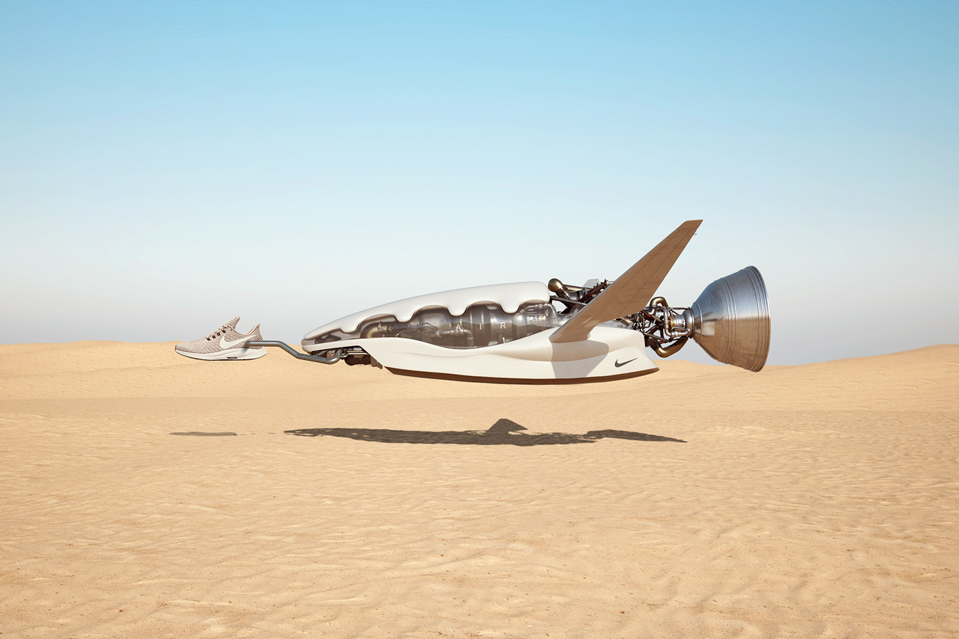 Nike 3d design flight Aircraft rockets Space  future Eccentric design process CGI
