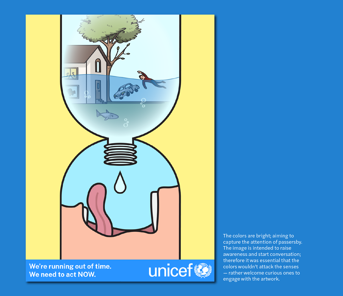 comic art Digital Art  flood global warming hourglass poster thirst time unicef water