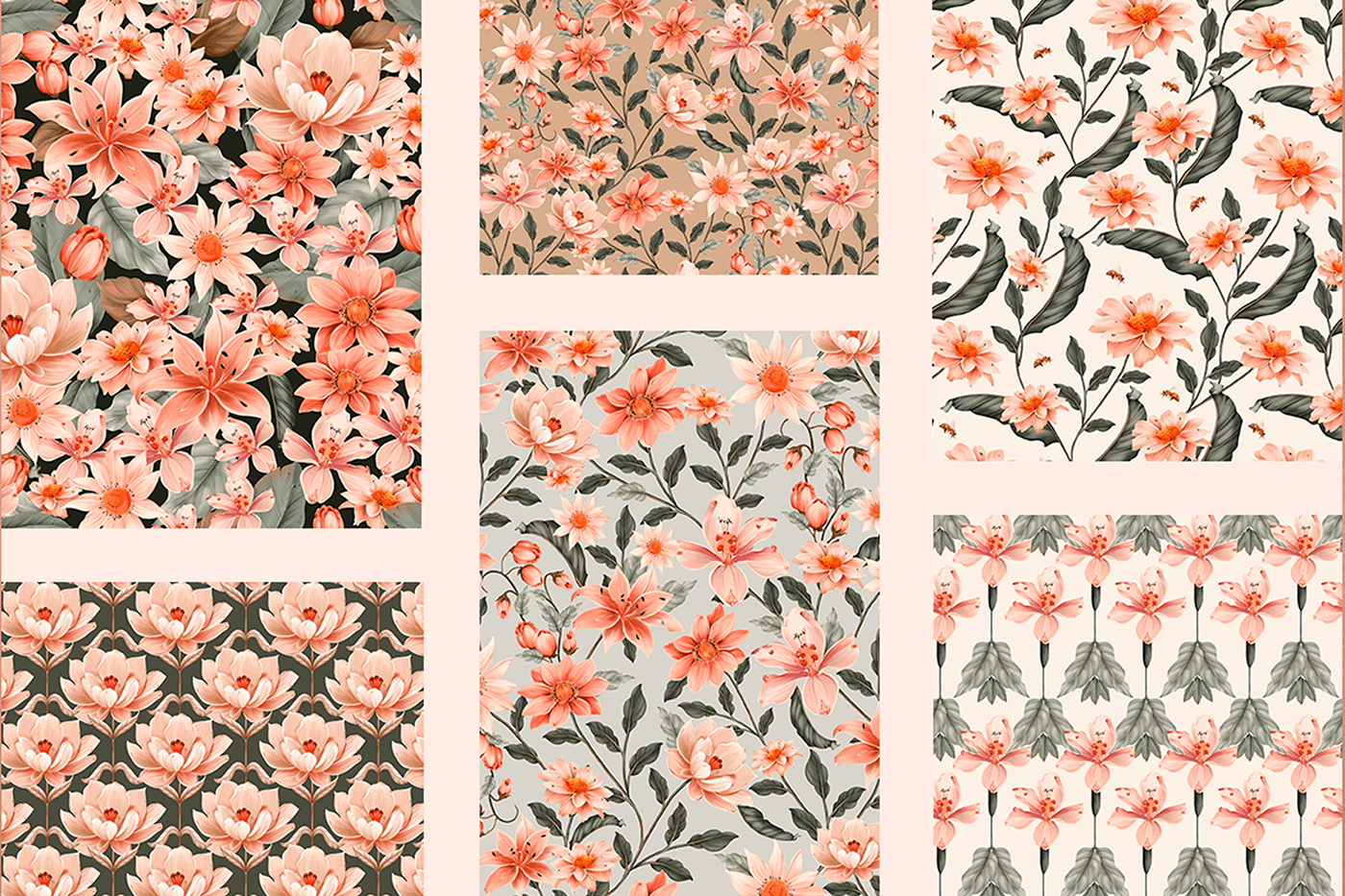 floral botanical Flowers Digital Art  surface design pattern textile seamless fabric pattern design 