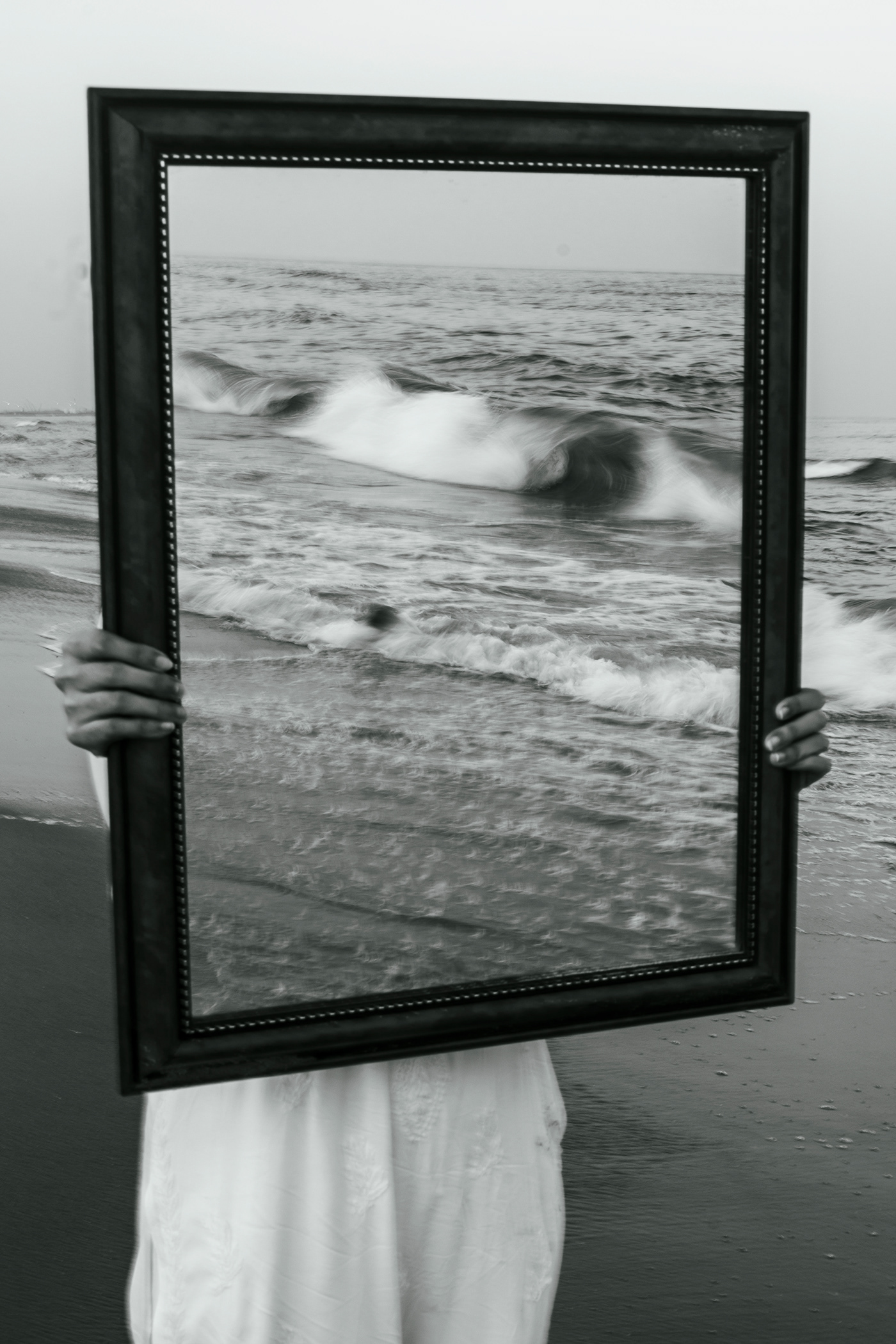 reflection illusion mirror potrait beach Photography  editorial