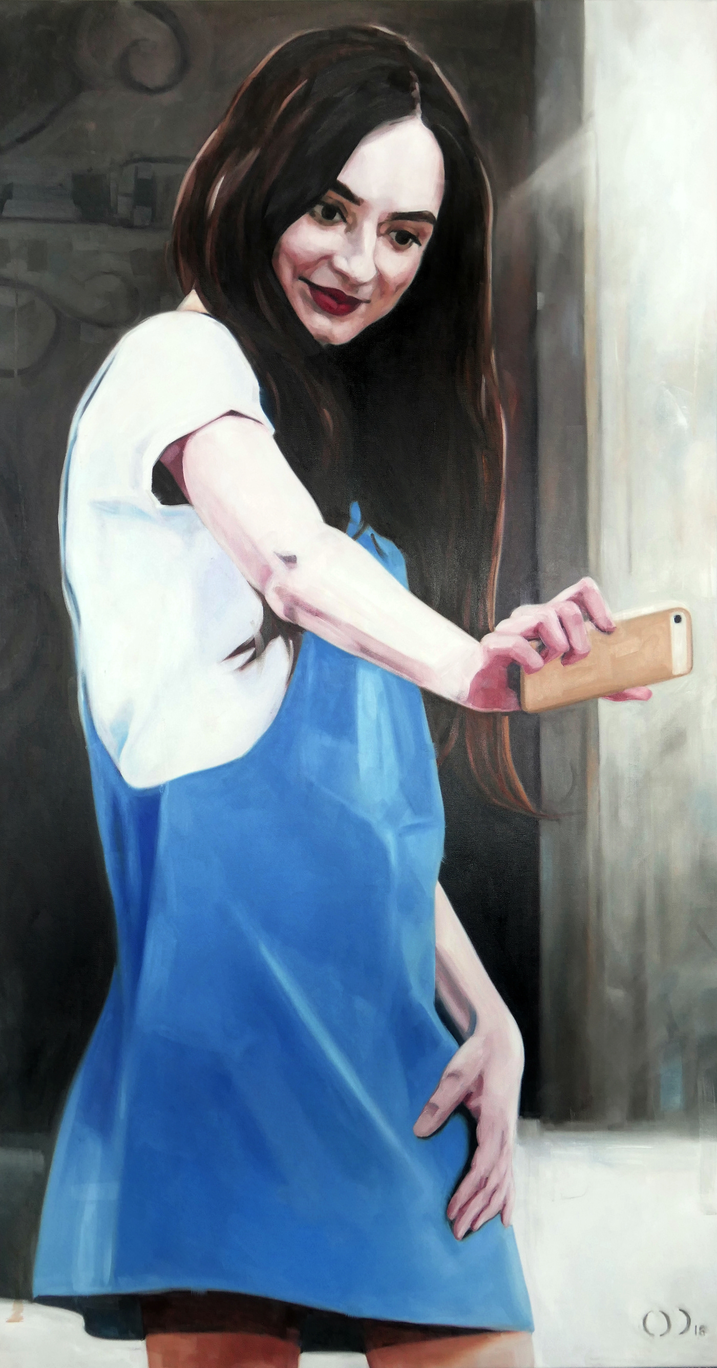selfie teenager fine art realsim old master oilpainting painting   Fashion 