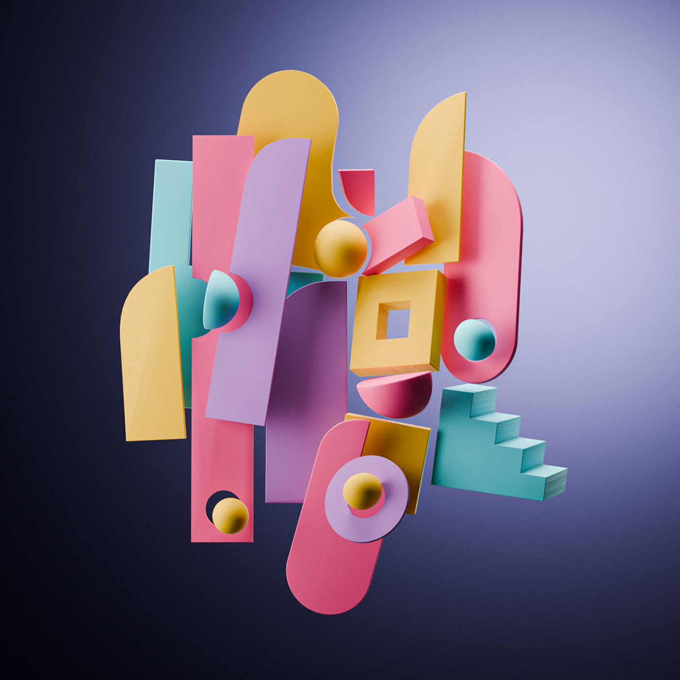 illsutration Digital Art  3D shapes geometric modern color abstract art