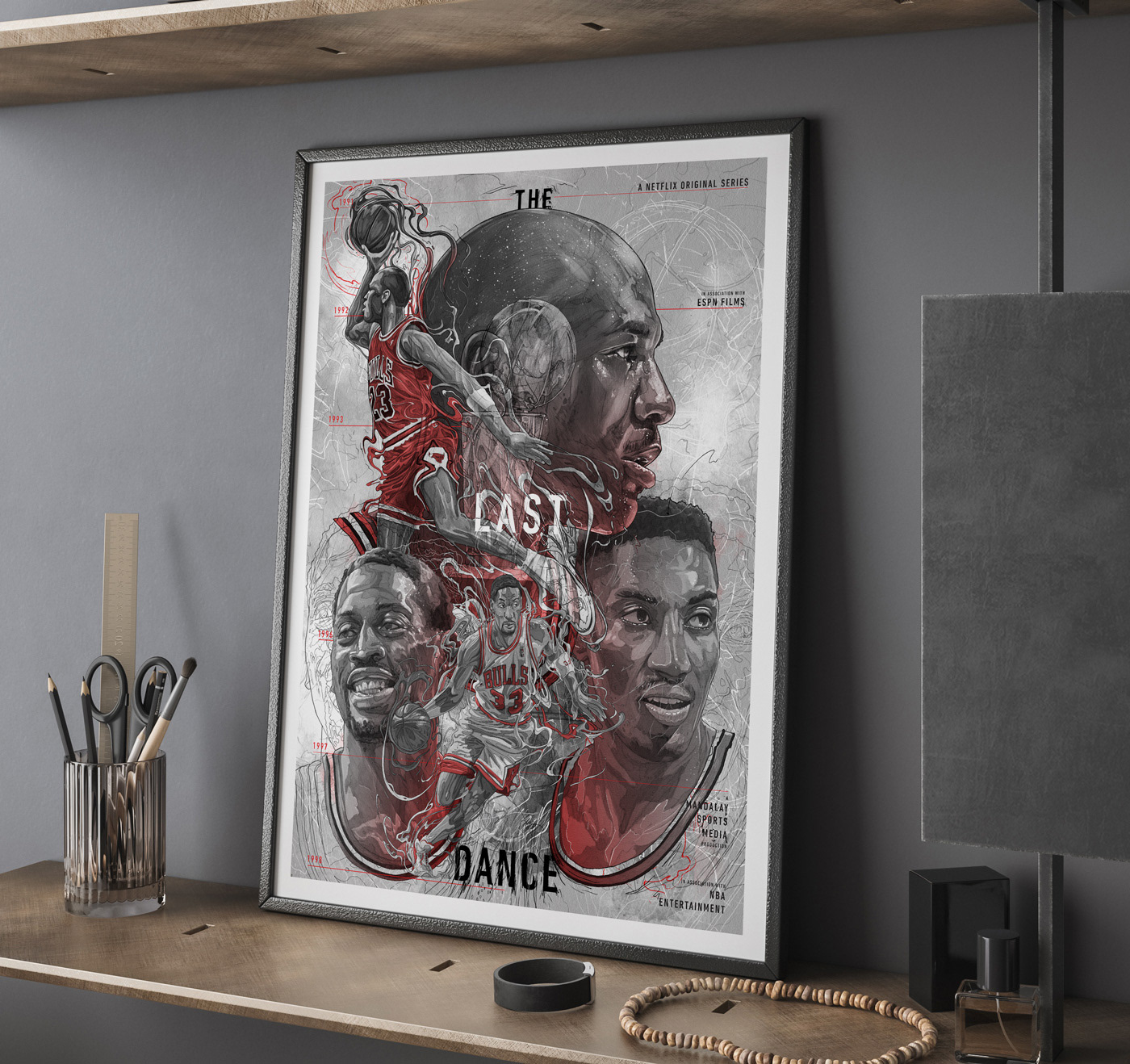 basketball chicago bulls dennis rodman Michael Jordan NBA scottie pippen The Last Dance ILLUSTRATION  Netflix poster