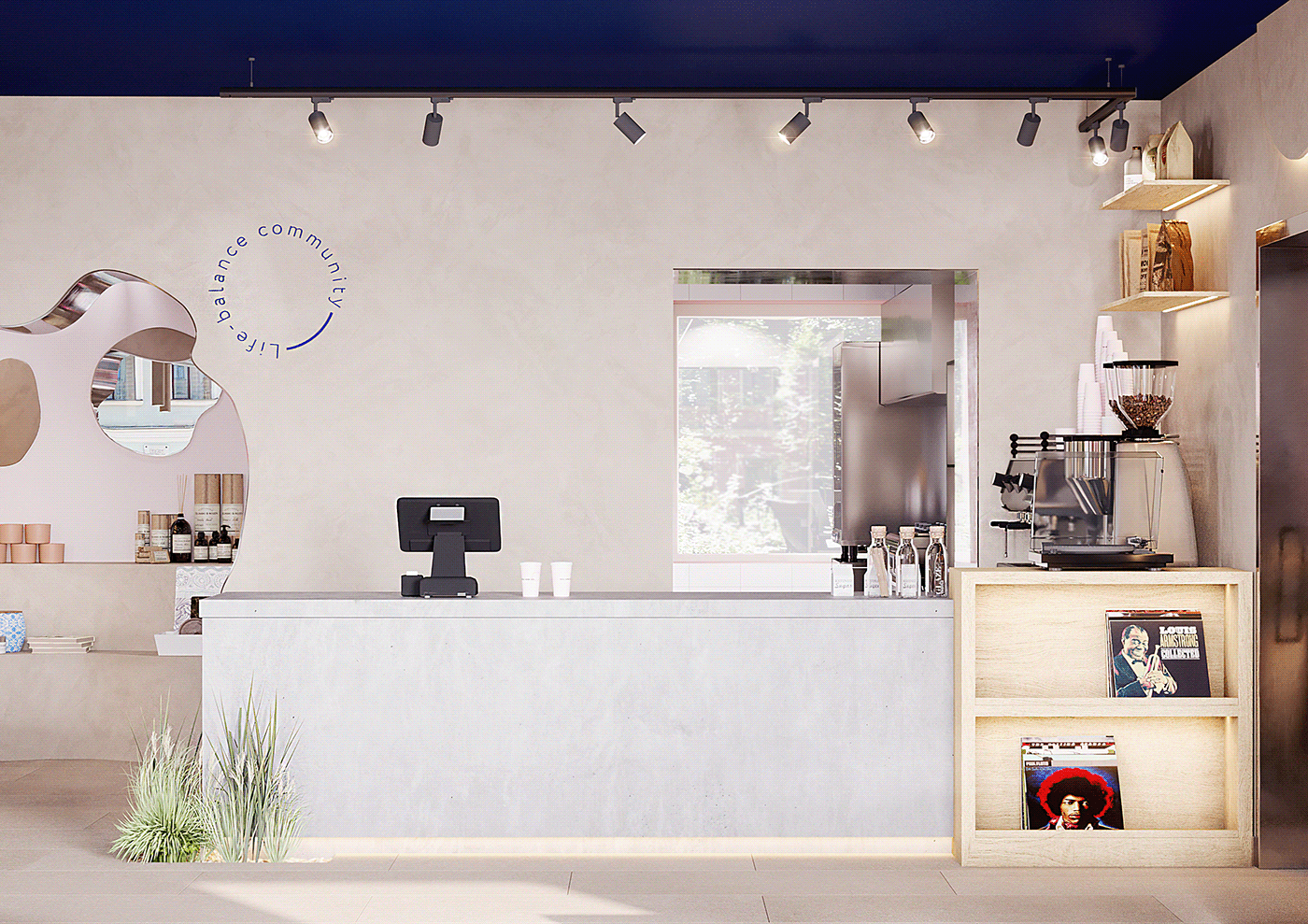 bar branding  cafe Coffee House concrete design Interior restaurant shop