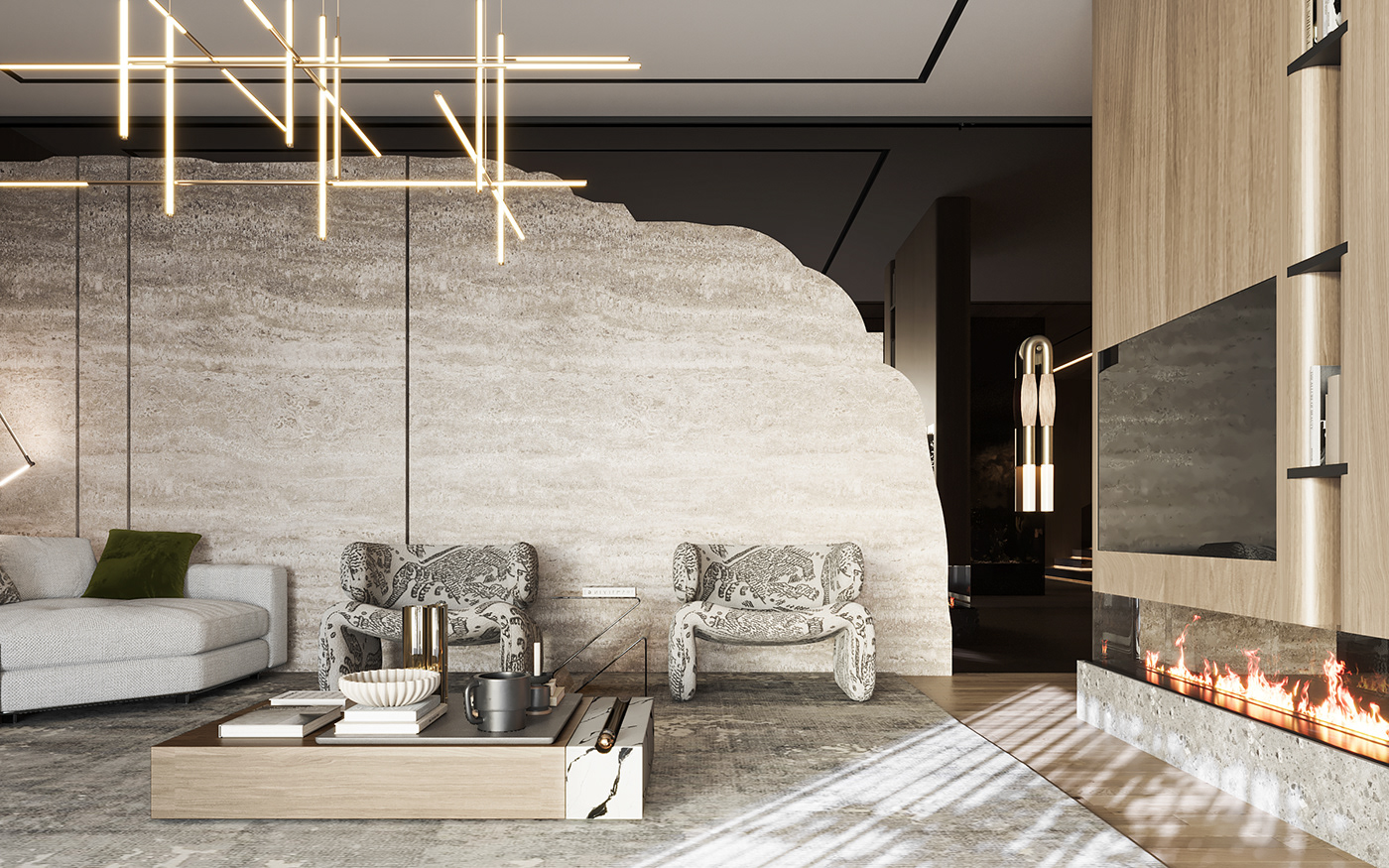 reception interior design  visualization modern architecture archviz CGI house Villa minimal