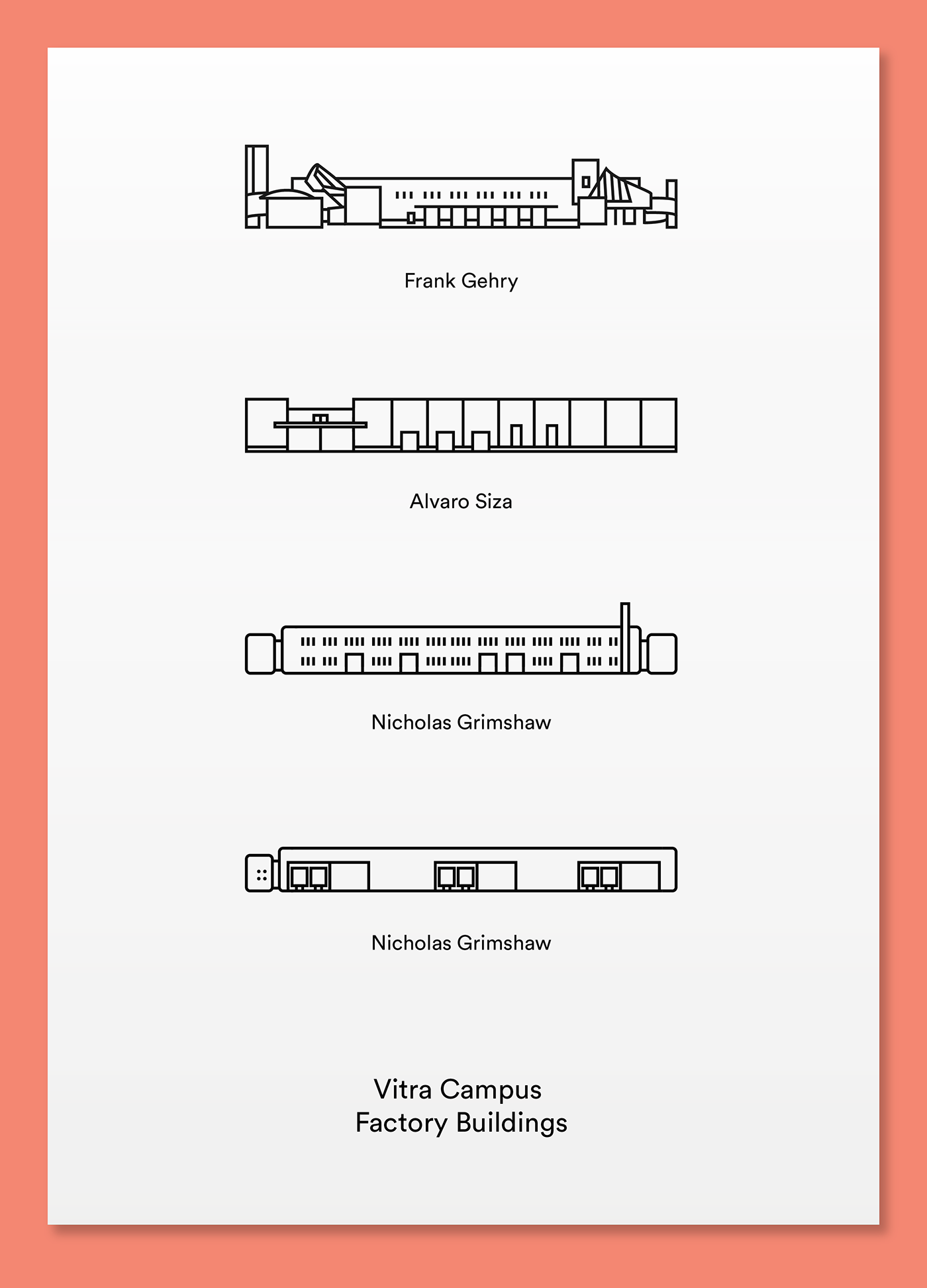 YAAY Icon Design icon design  Vitra icons buildings campus Frank Gehry ZAHA HADID Herzog & de meuron Jean Prouvé alvaro siza Nicholas Grimshaw  Vitrahaus