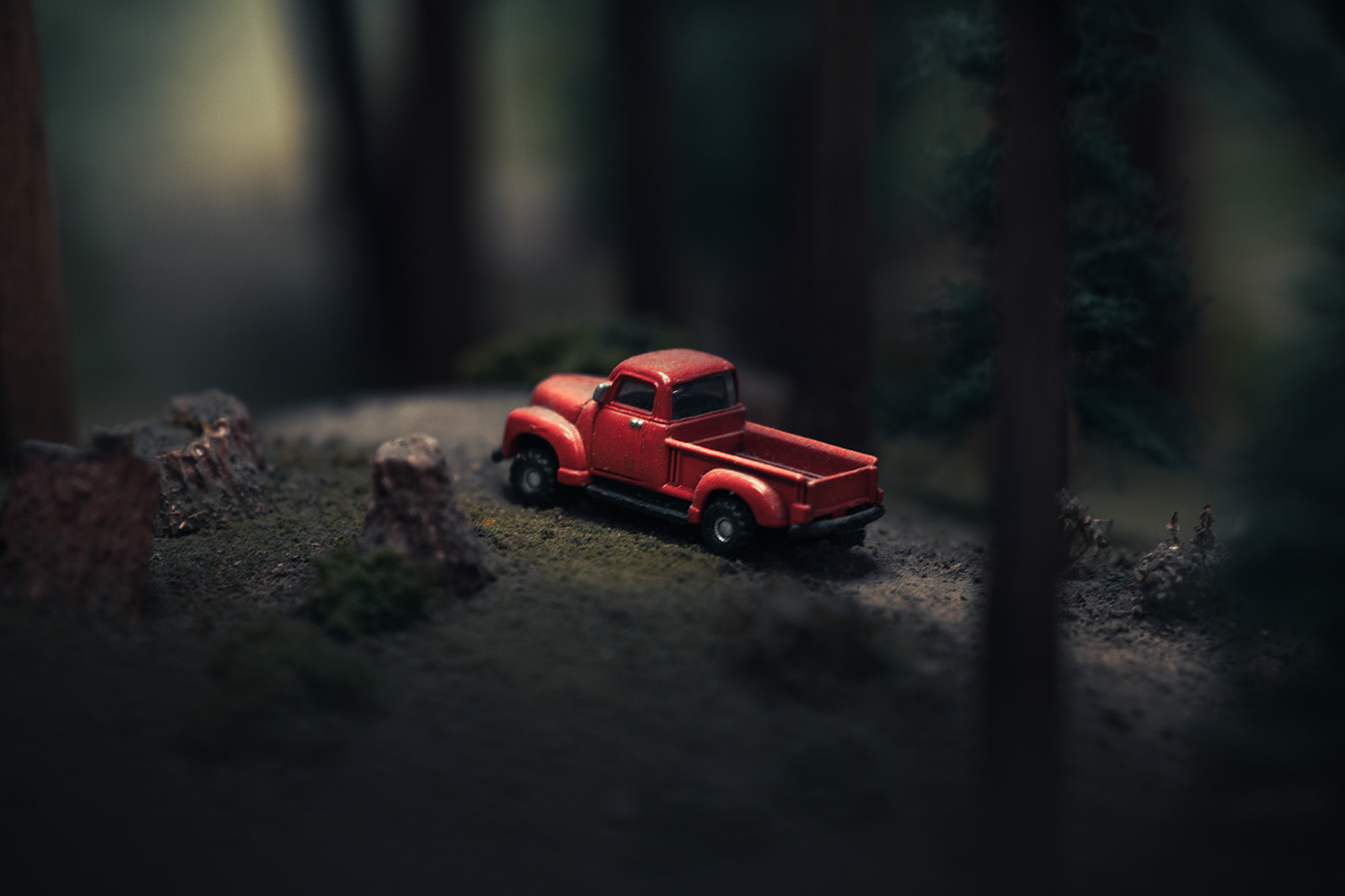Automotive Photography Cars colors light minature model Moody shadow toy trains