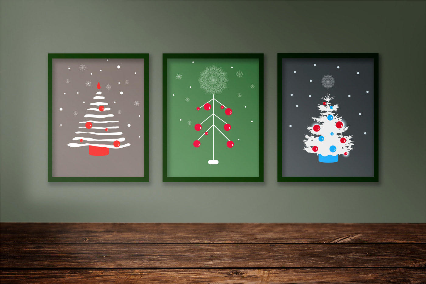 Merry Christmas card Minimalism new year christmas Tree snowflakes xmas winter vector