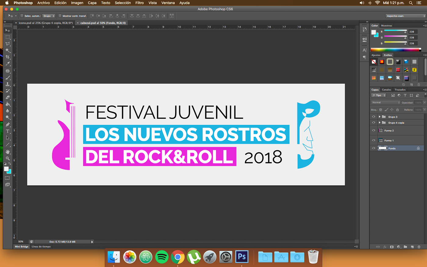 flyer poster festival juvenil Rock And Roll Icon logo